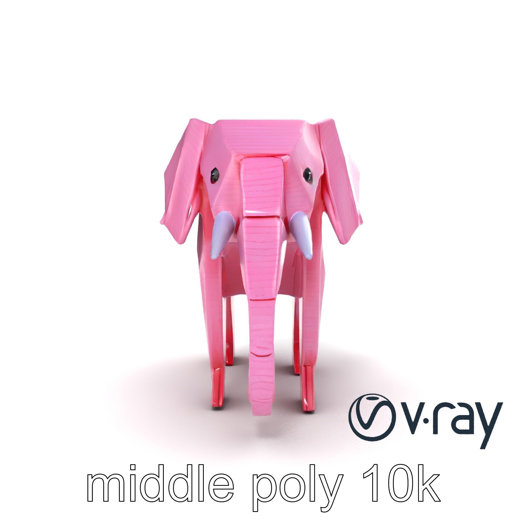 Origami Elephant Model Pack with Detailed Creases Low-poly 3D model_15