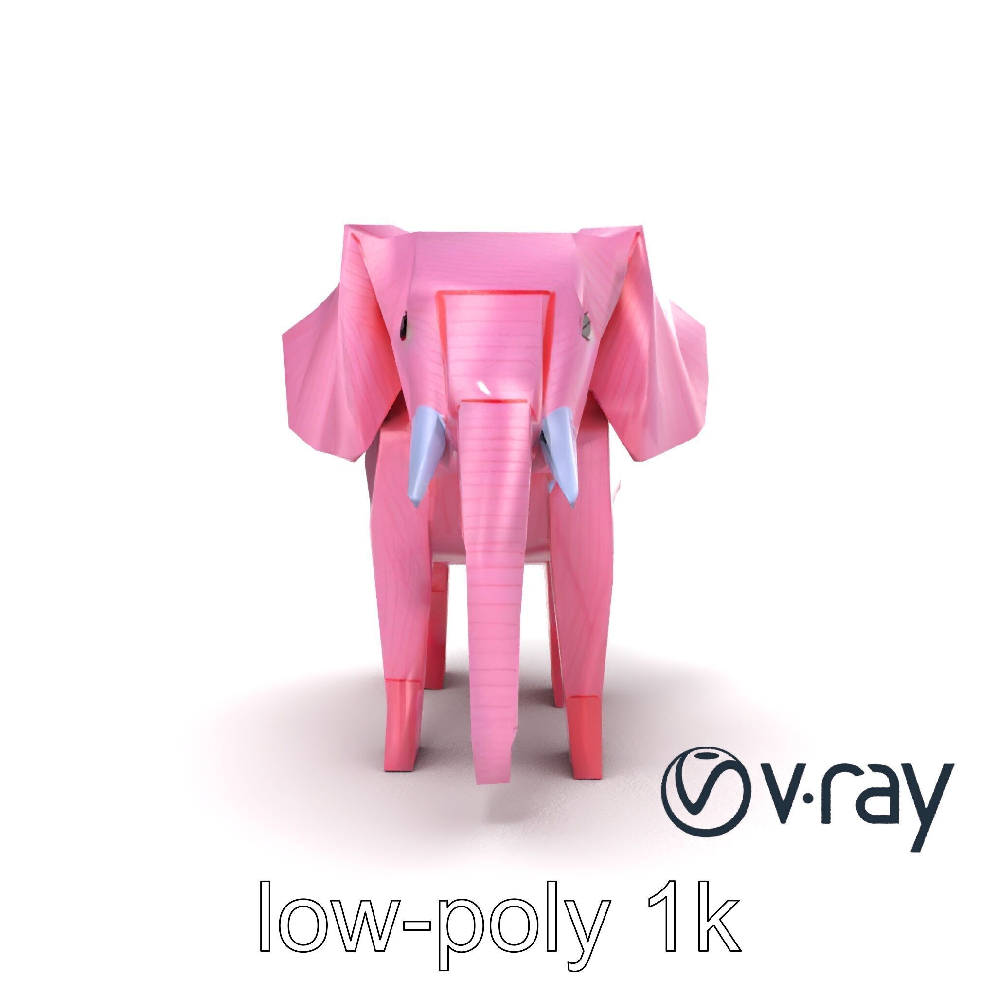 Origami Elephant Model Pack with Detailed Creases Low-poly 3D model_28