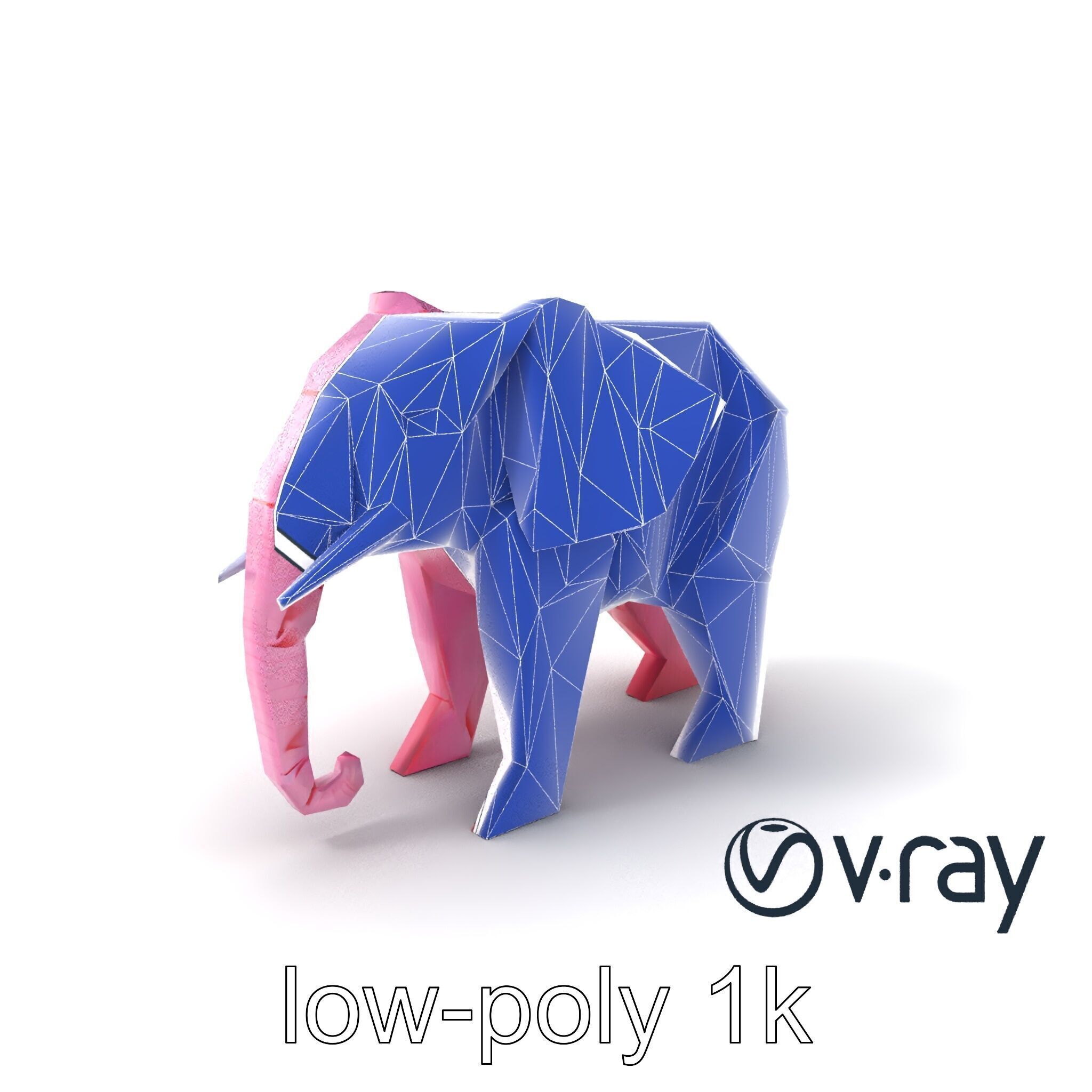 Origami Elephant Model Pack with Detailed Creases Low-poly 3D model_29