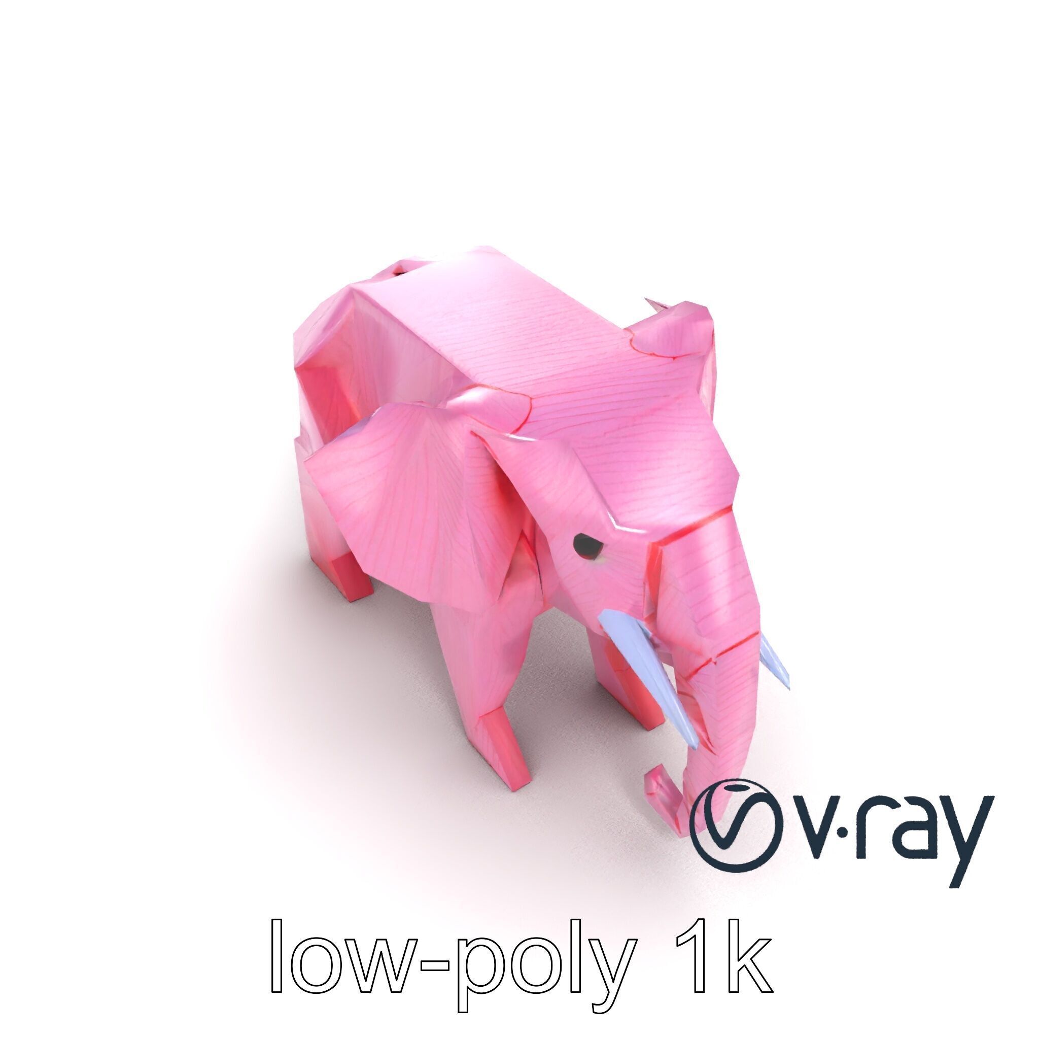 Origami Elephant Model Pack with Detailed Creases Low-poly 3D model_10