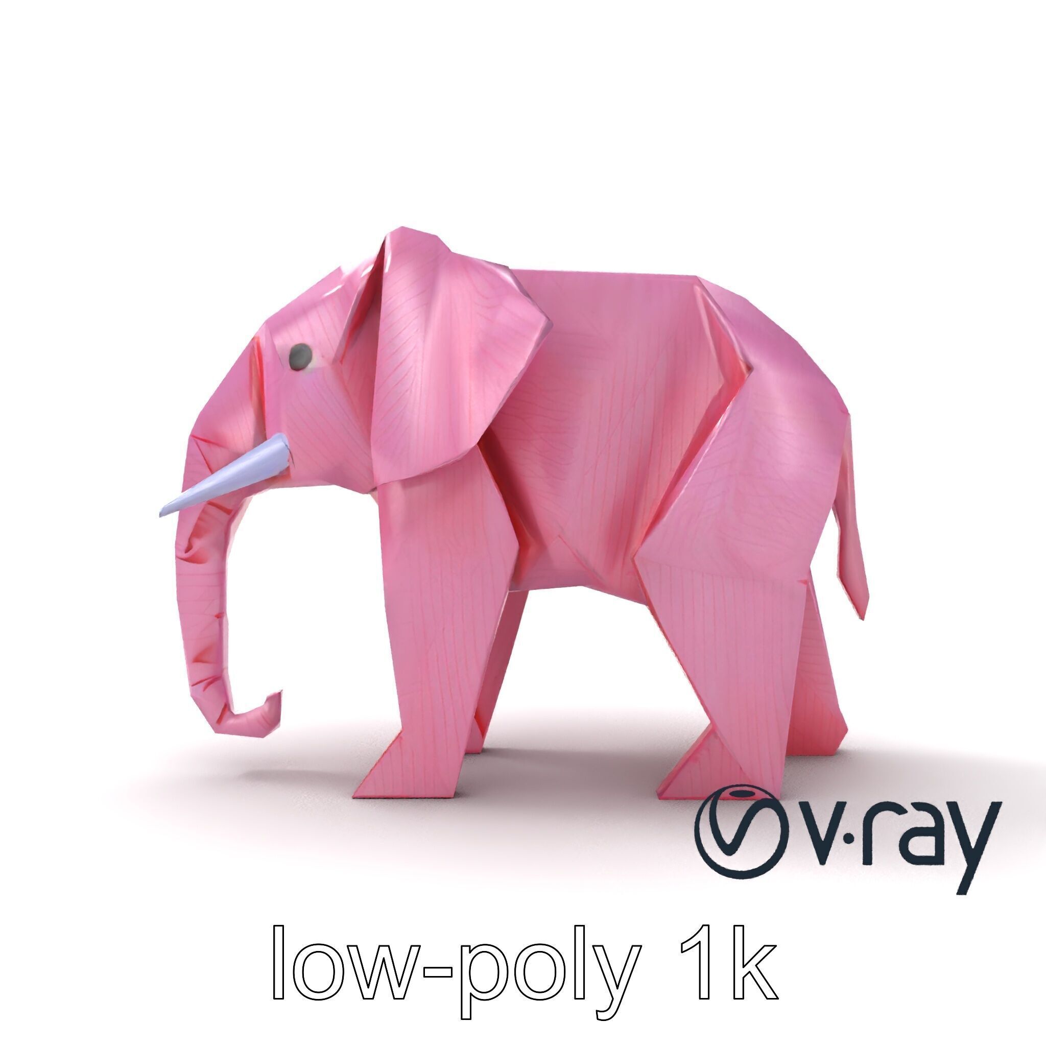 Origami Elephant Model Pack with Detailed Creases Low-poly 3D model_16