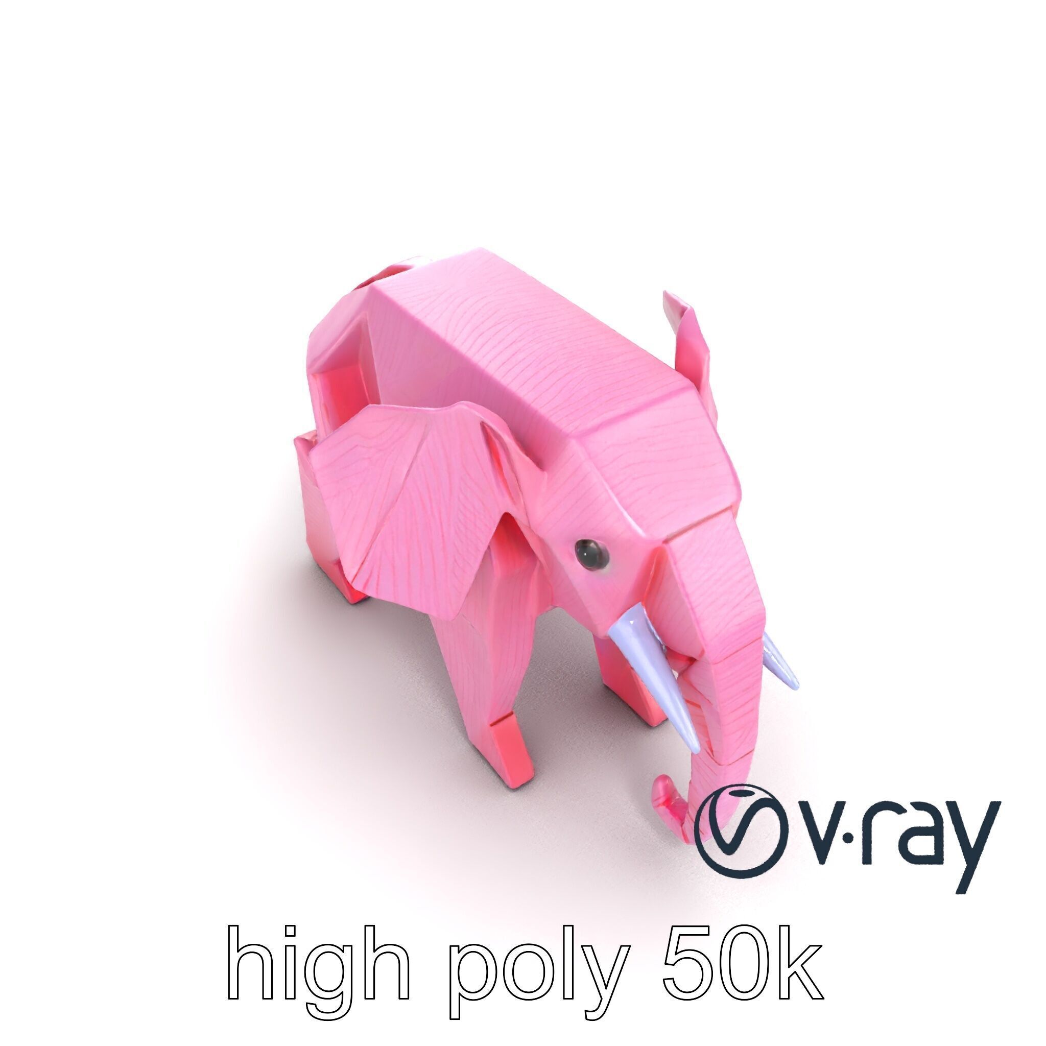Origami Elephant Model Pack with Detailed Creases Low-poly 3D model_12