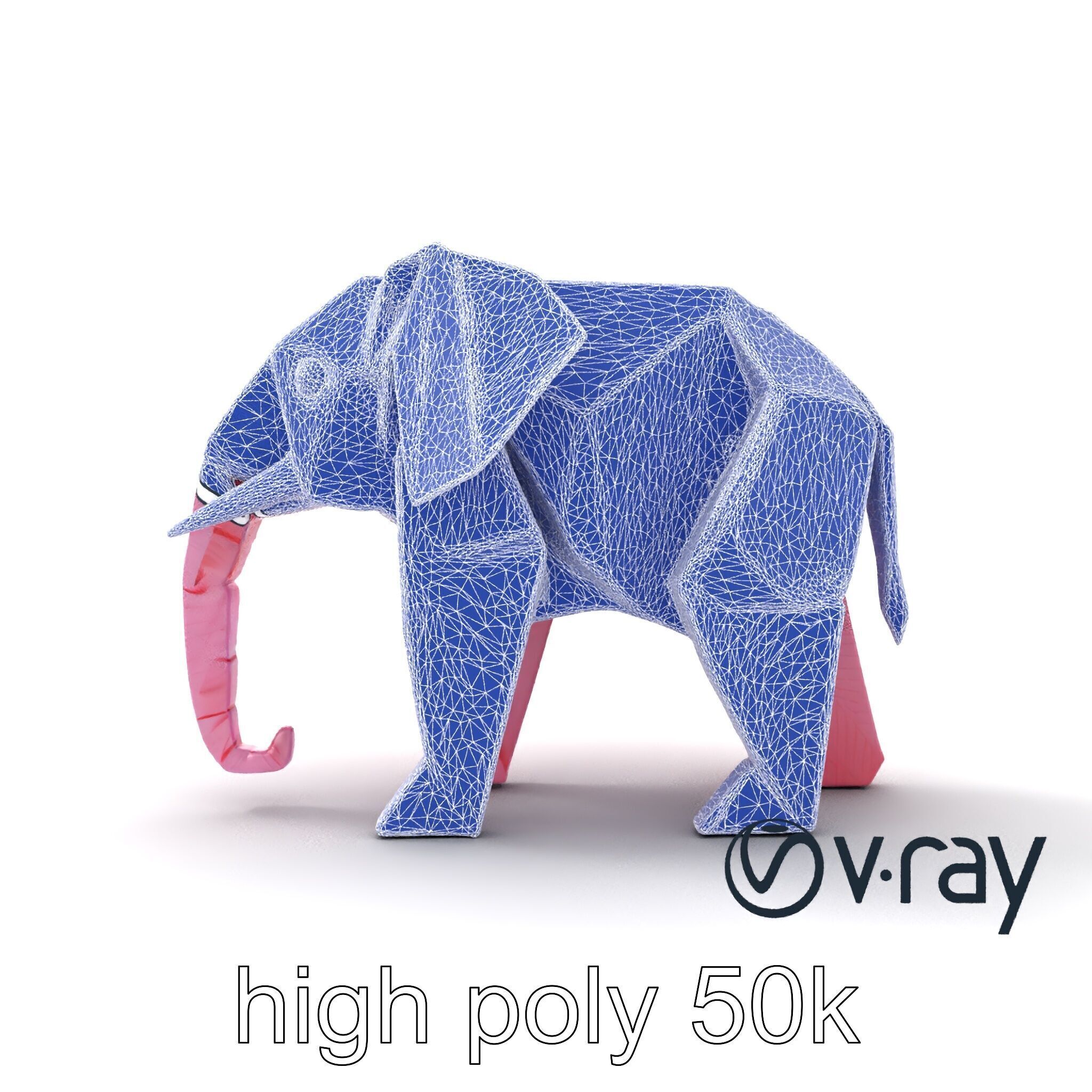 Origami Elephant Model Pack with Detailed Creases Low-poly 3D model_32