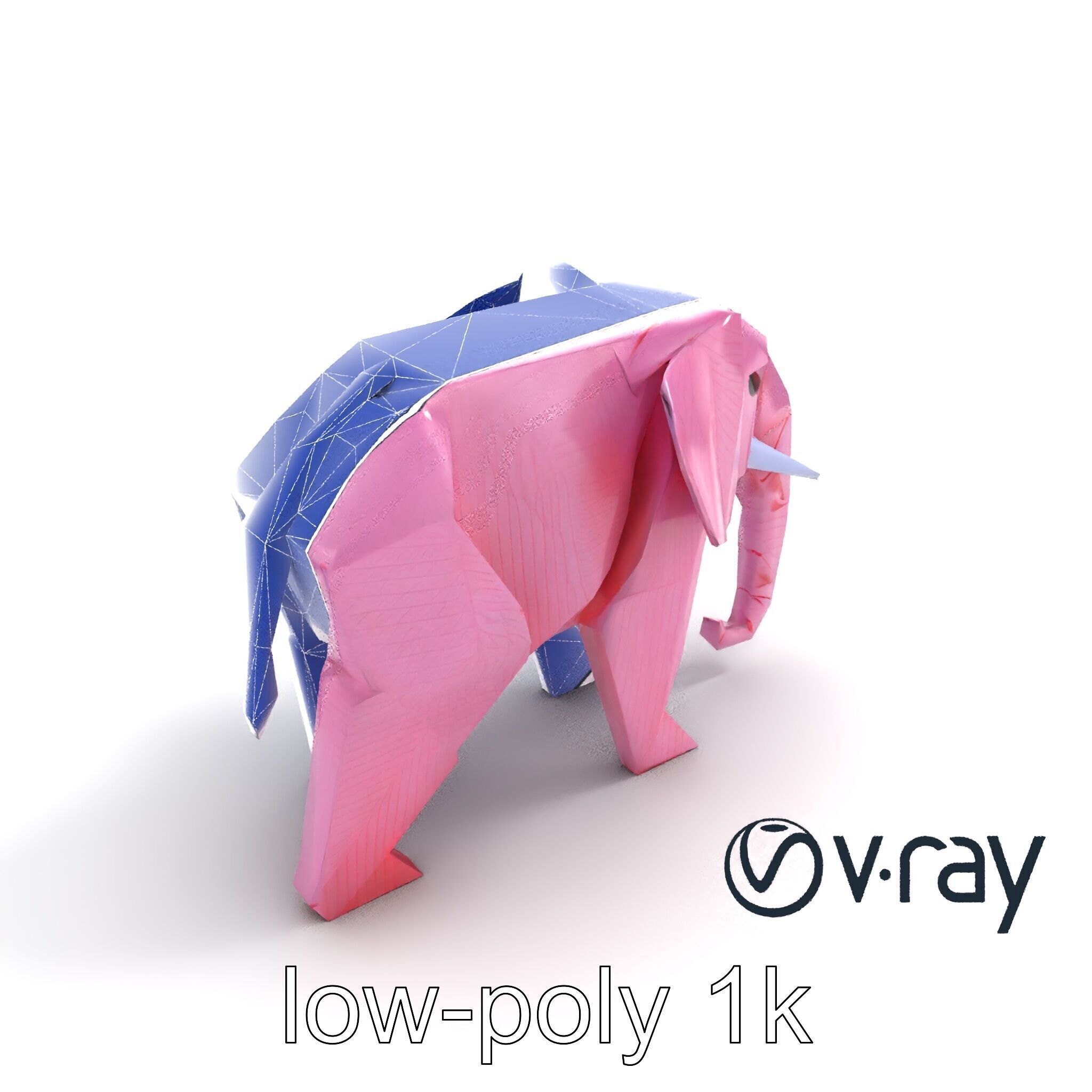 Origami Elephant Model Pack with Detailed Creases Low-poly 3D model_21