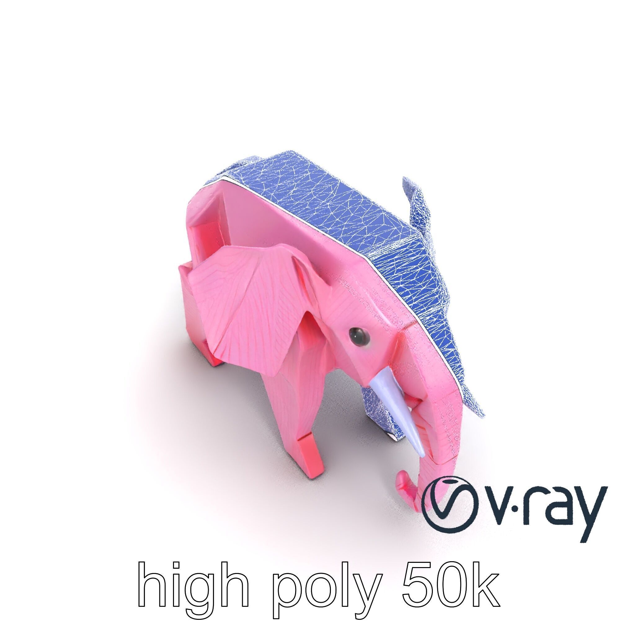 Origami Elephant Model Pack with Detailed Creases Low-poly 3D model_30