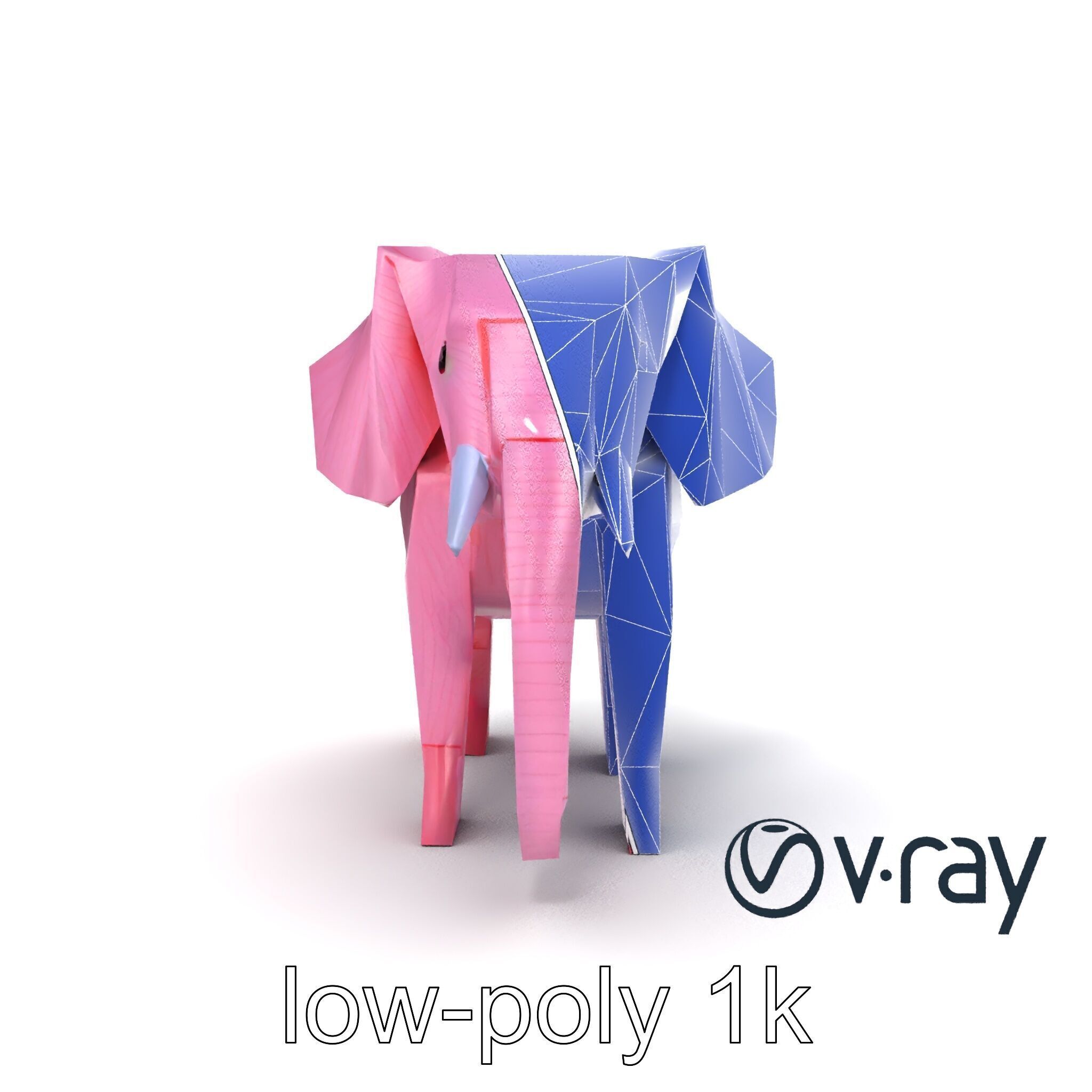Origami Elephant Model Pack with Detailed Creases Low-poly 3D model_27