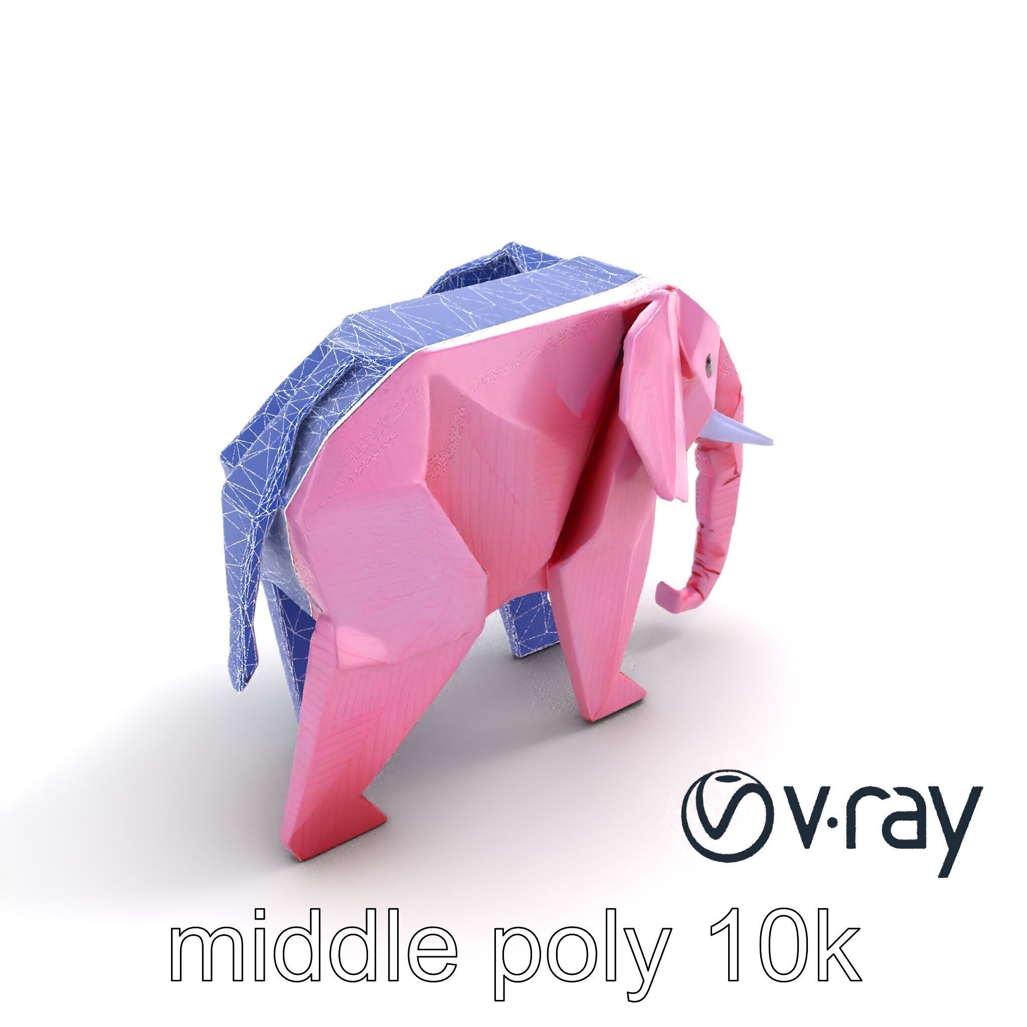 Origami Elephant Model Pack with Detailed Creases Low-poly 3D model_11