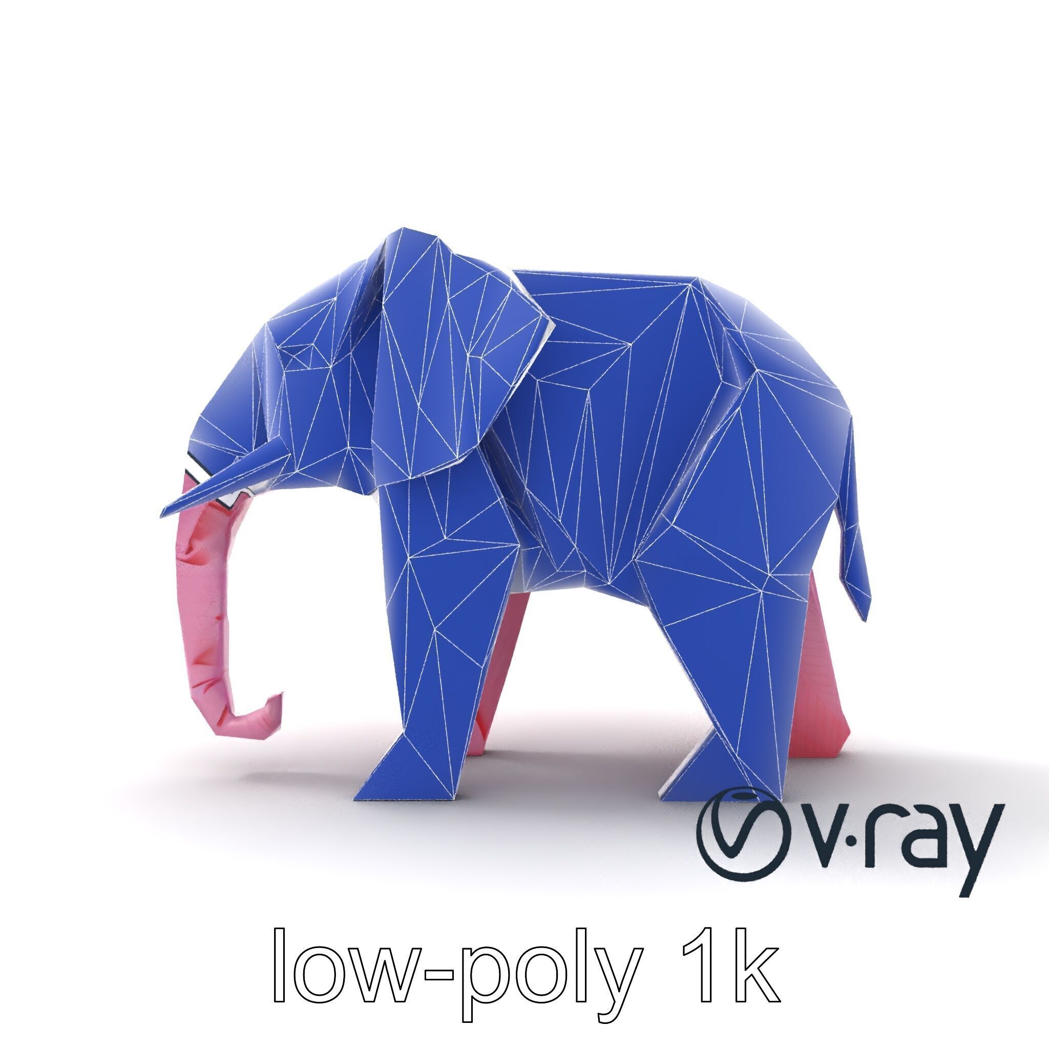 Origami Elephant Model Pack with Detailed Creases Low-poly 3D model_14