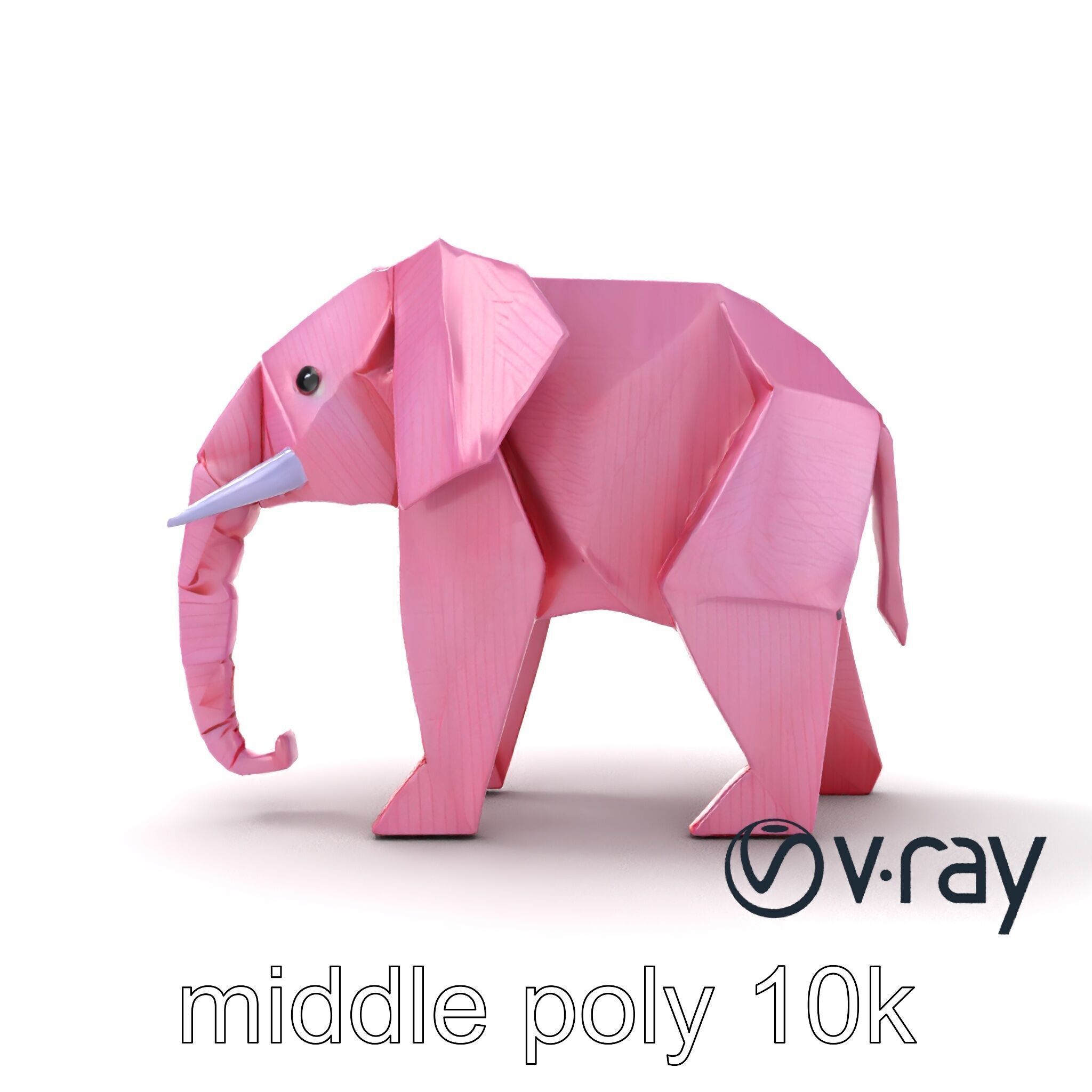 Origami Elephant Model Pack with Detailed Creases Low-poly 3D model_19