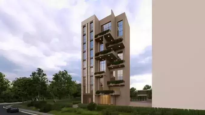 APARTMENT modern building 3D model