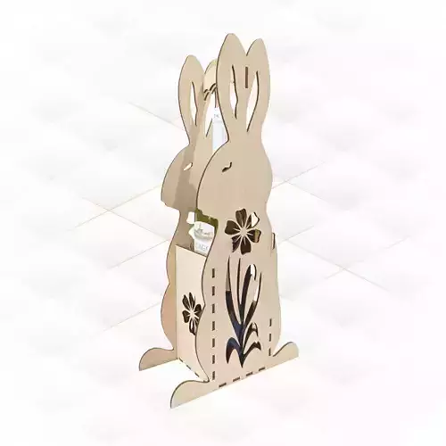 Easter Bunny wine bottle box laser design 3D print model