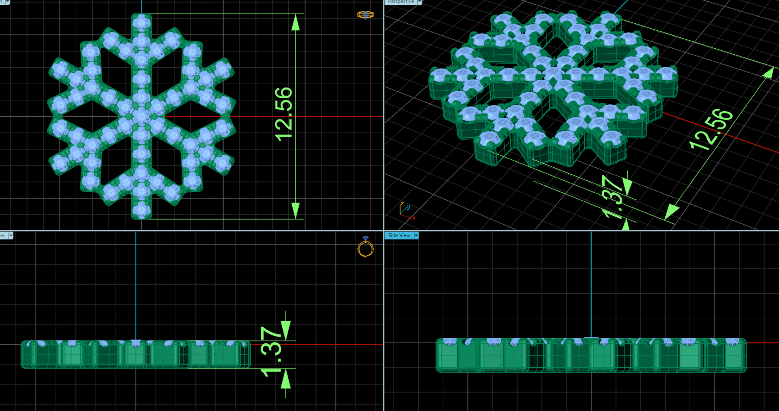 earring snowflake 3D print model_4