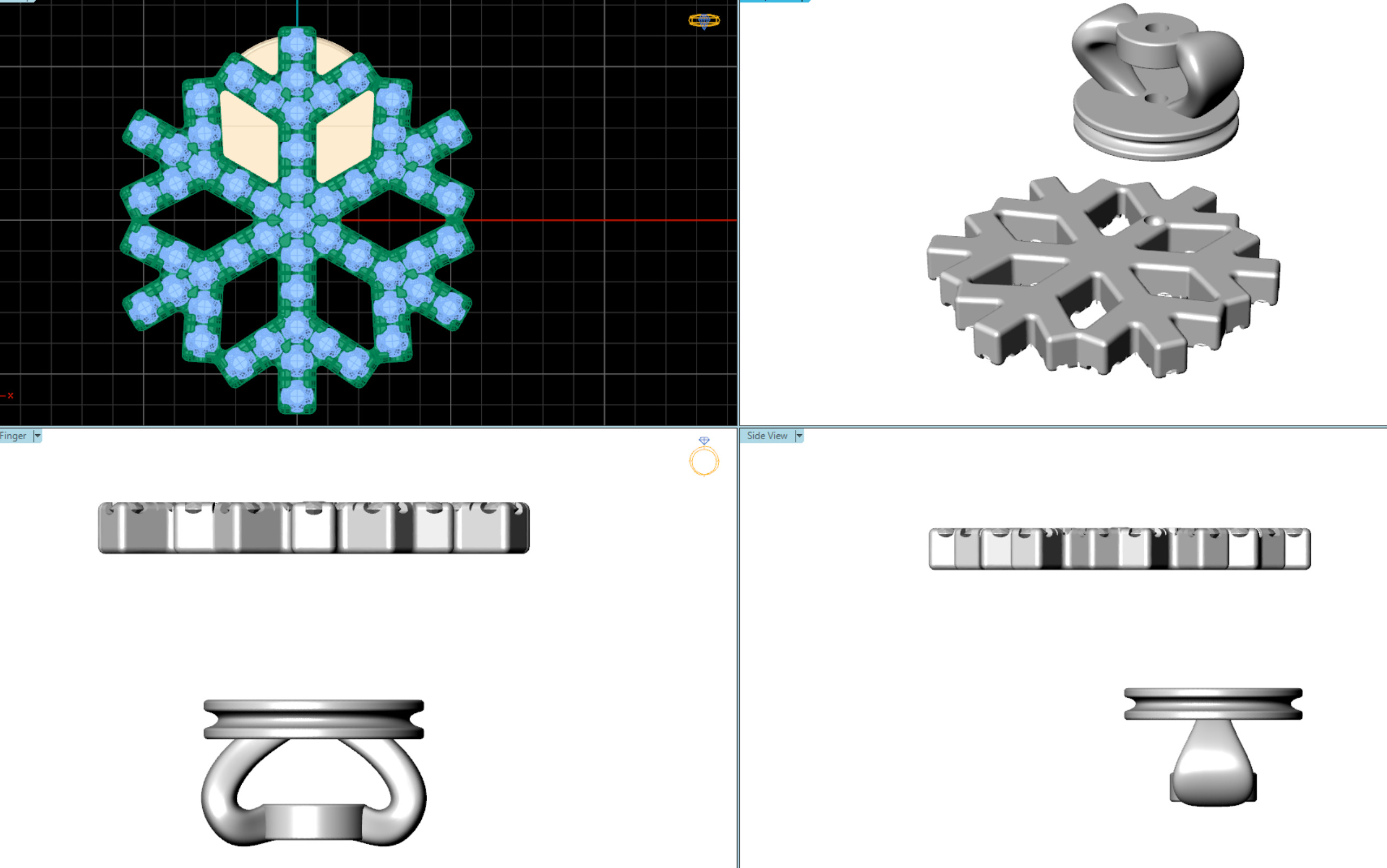 earring snowflake 3D print model_9