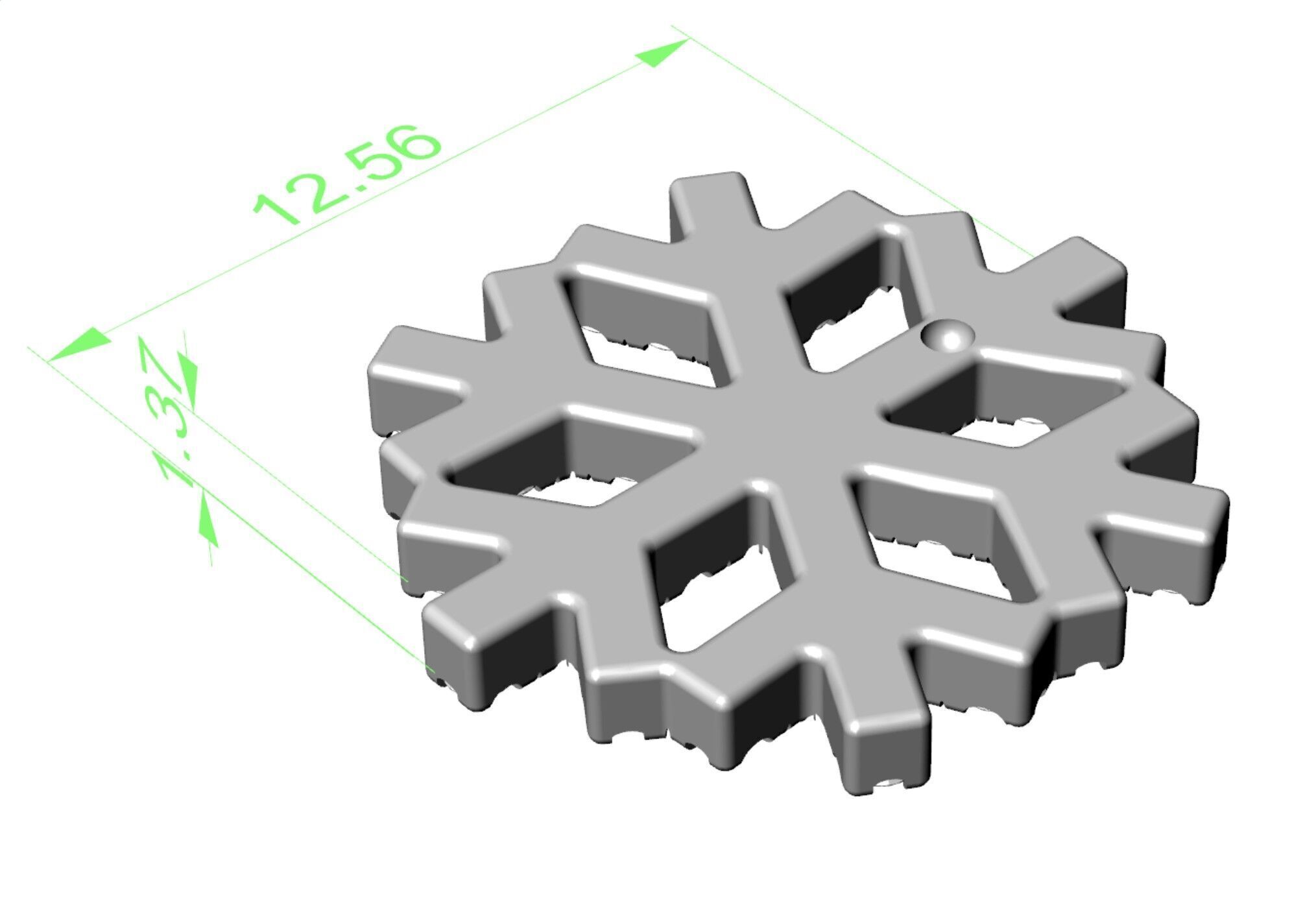 earring snowflake 3D print model_8