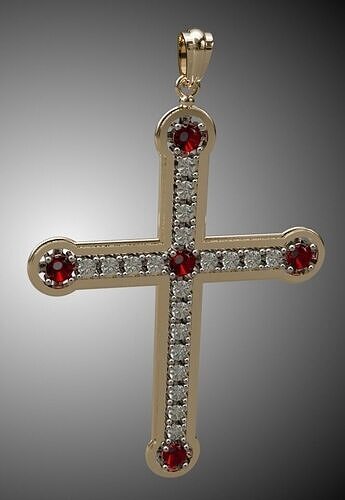 Golden  silver Christian cross 3D print model