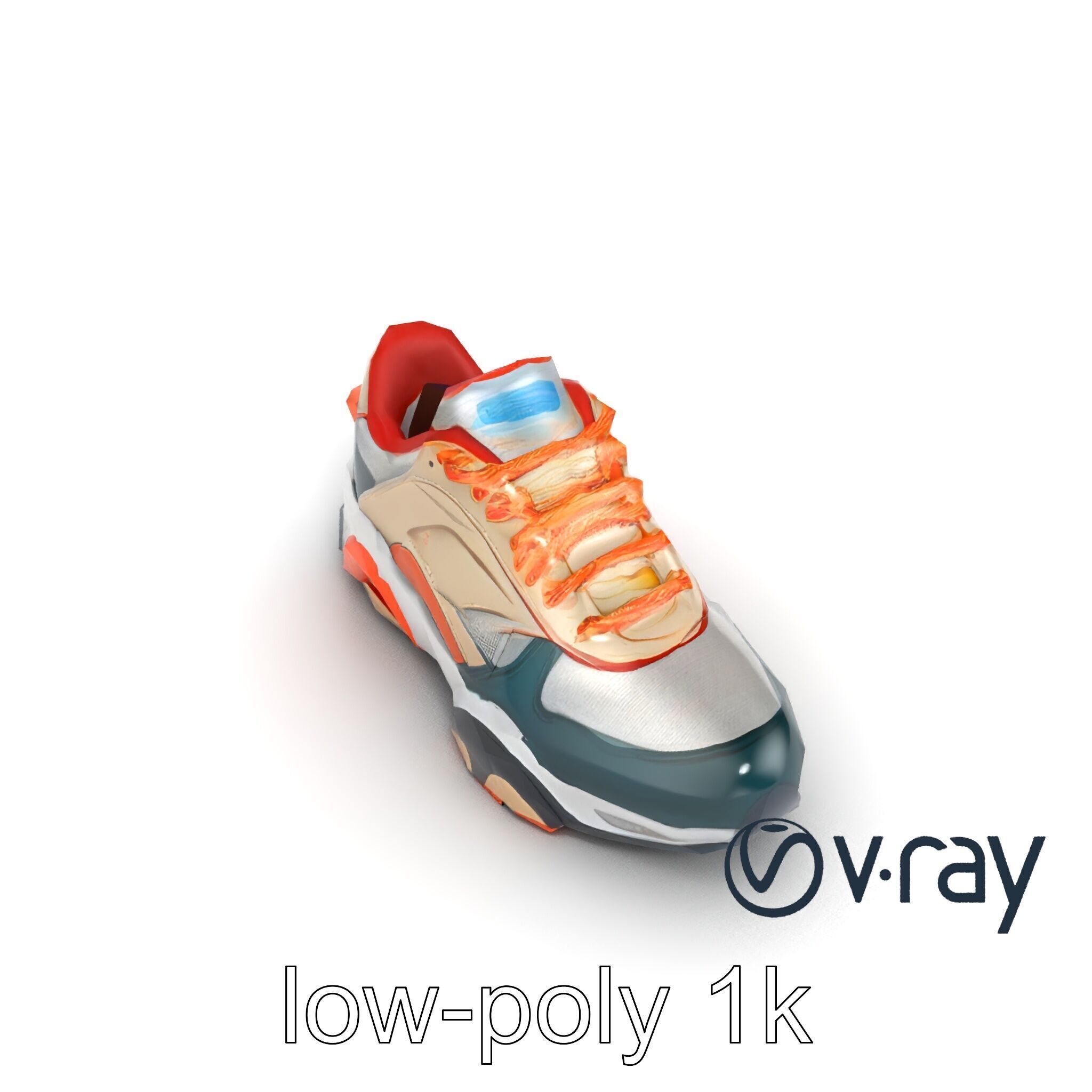 Retro-Futuristic Sneaker Innovative Sole Design model pack Low-poly 3D model_10