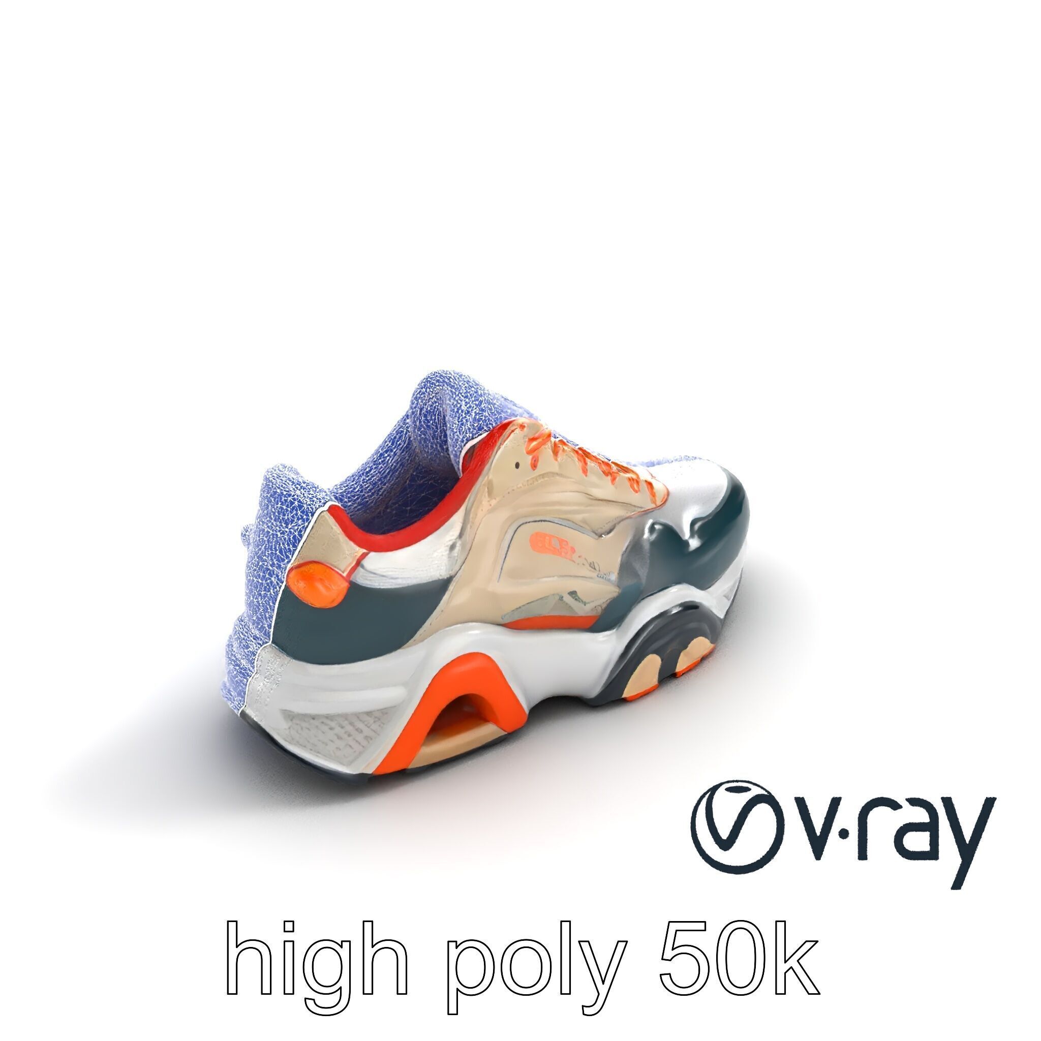 Retro-Futuristic Sneaker Innovative Sole Design model pack Low-poly 3D model_26