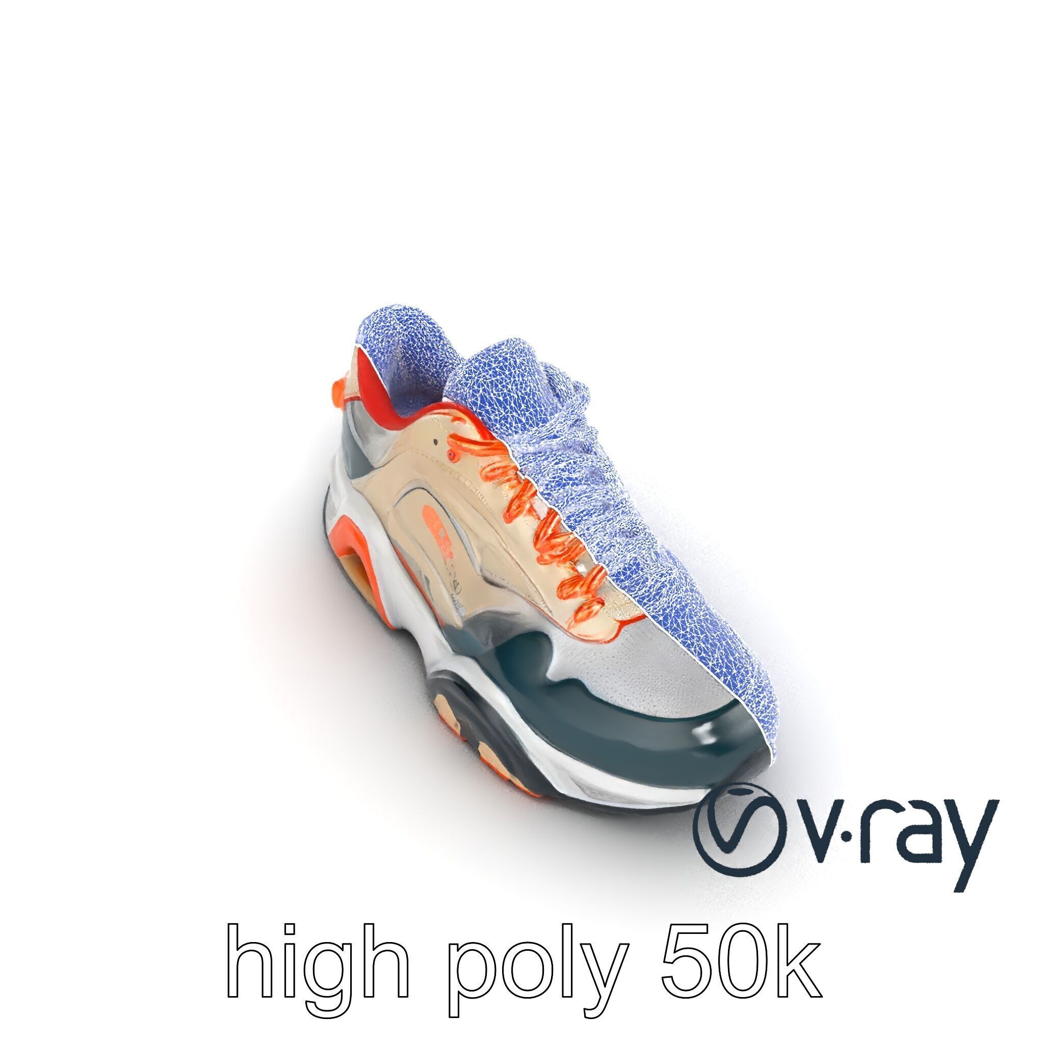 Retro-Futuristic Sneaker Innovative Sole Design model pack Low-poly 3D model_24