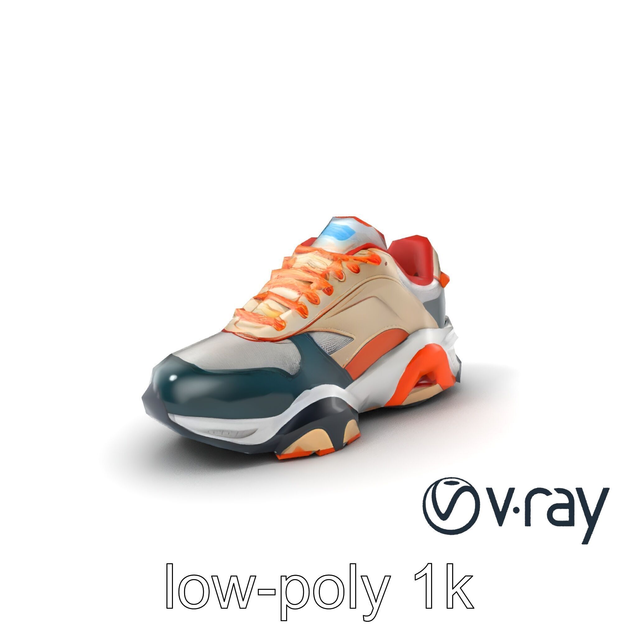Retro-Futuristic Sneaker Innovative Sole Design model pack Low-poly 3D model_2