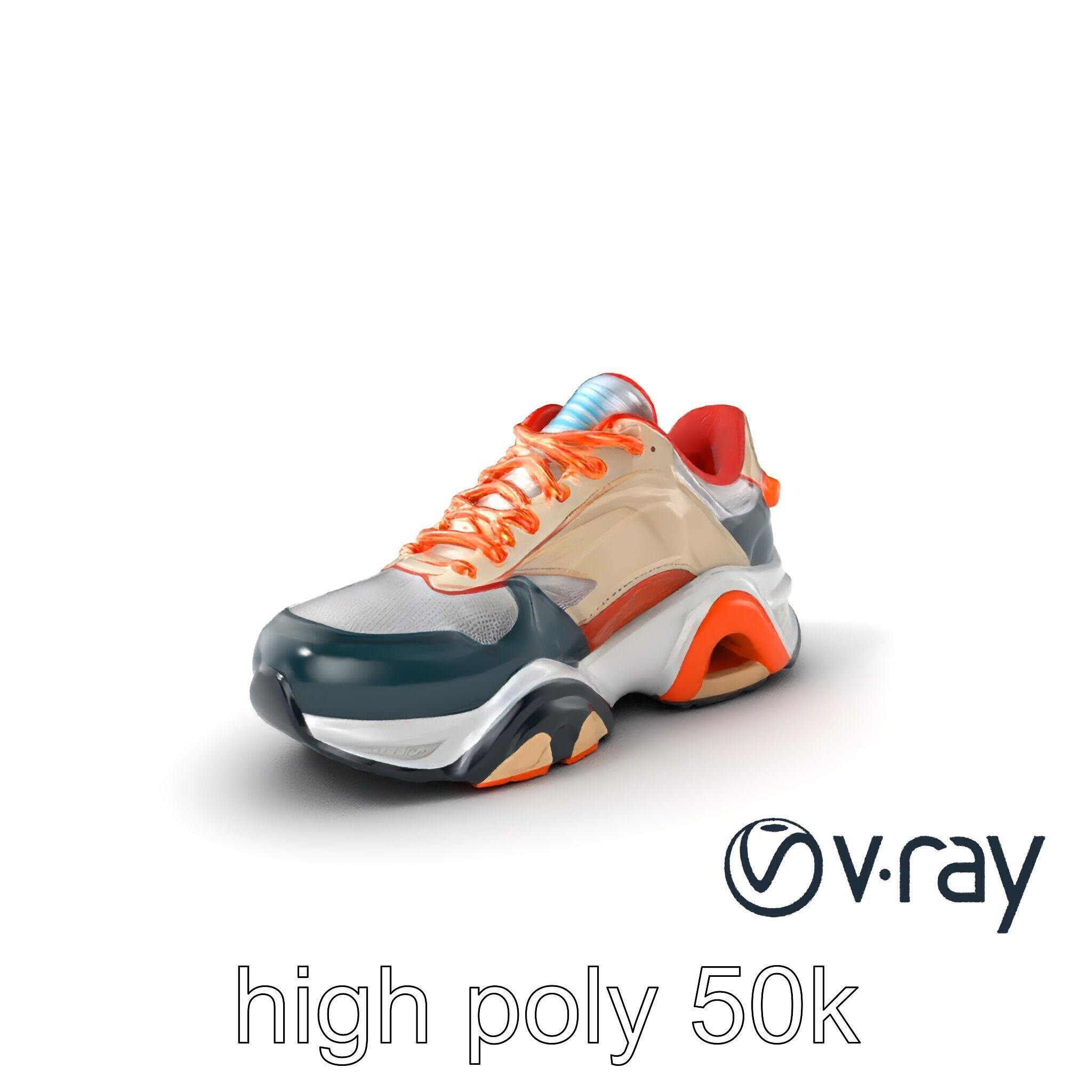 Retro-Futuristic Sneaker Innovative Sole Design model pack Low-poly 3D model_5