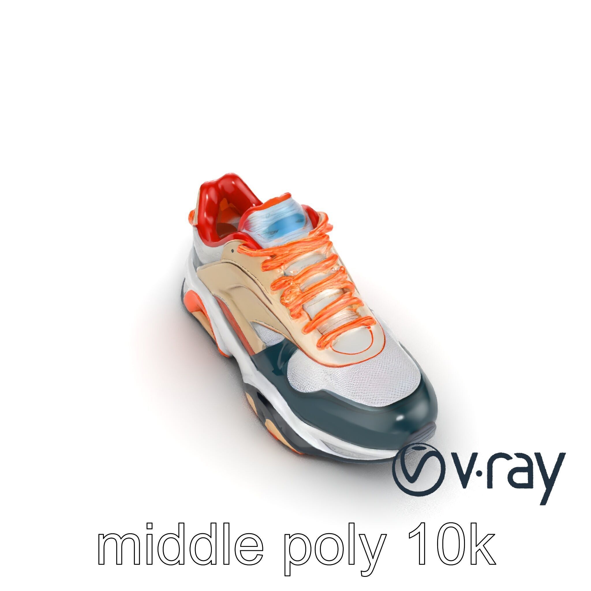 Retro-Futuristic Sneaker Innovative Sole Design model pack Low-poly 3D model_20