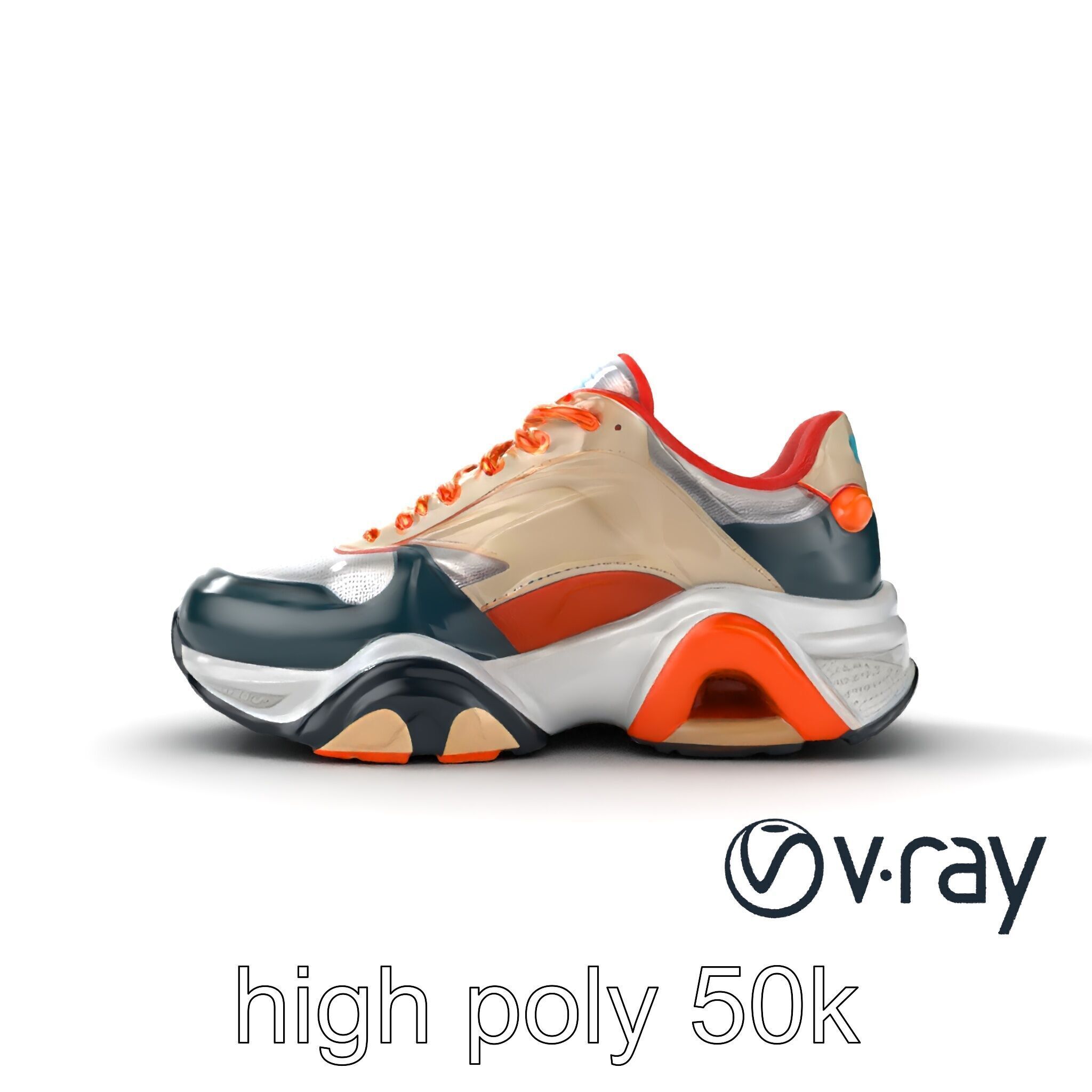 Retro-Futuristic Sneaker Innovative Sole Design model pack Low-poly 3D model_25