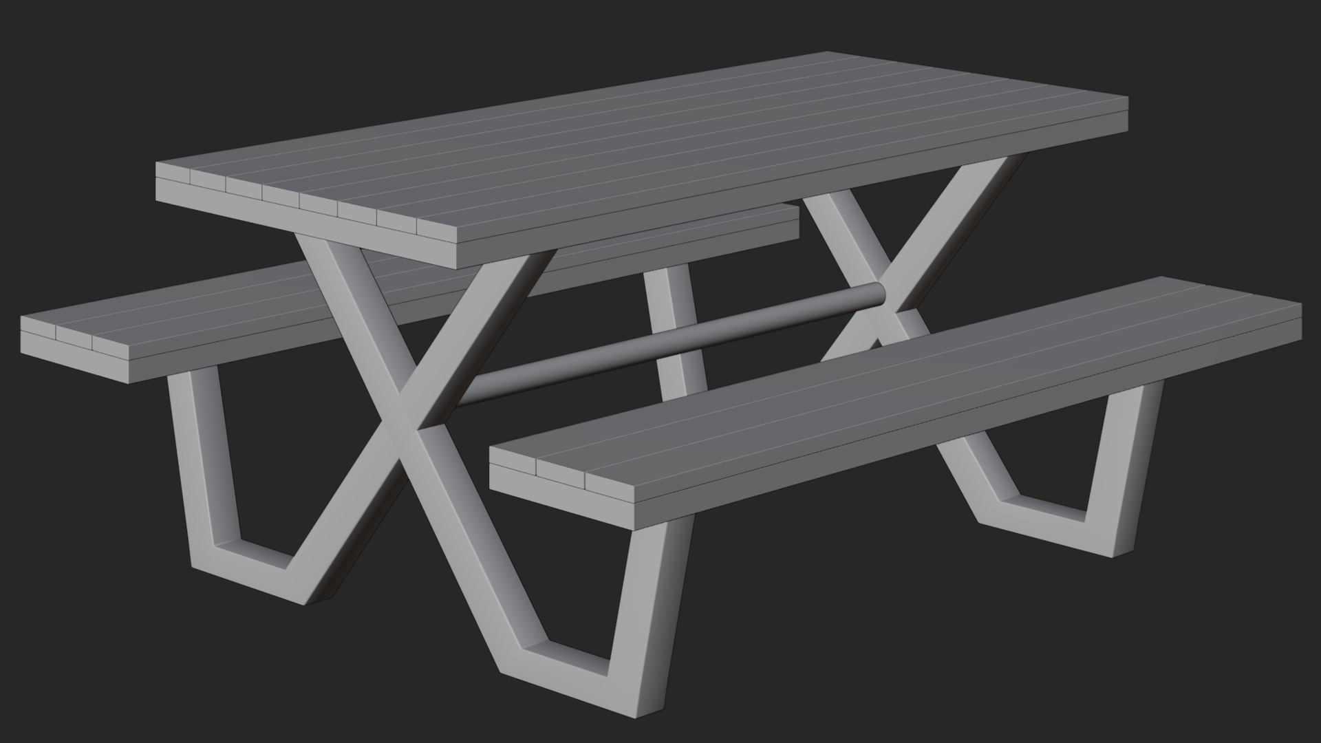 Modern Picnic Table High Quality 3d Model 3D model_7