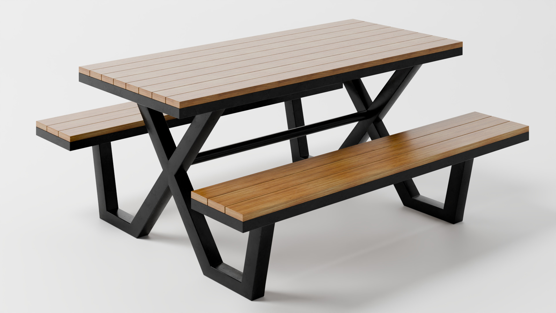 Modern Picnic Table High Quality 3d Model 3D model_5