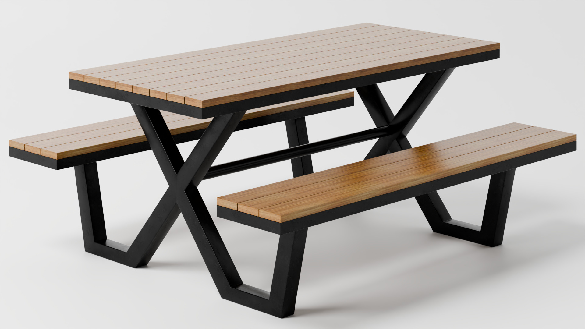 Modern Picnic Table High Quality 3d Model 3D model_2