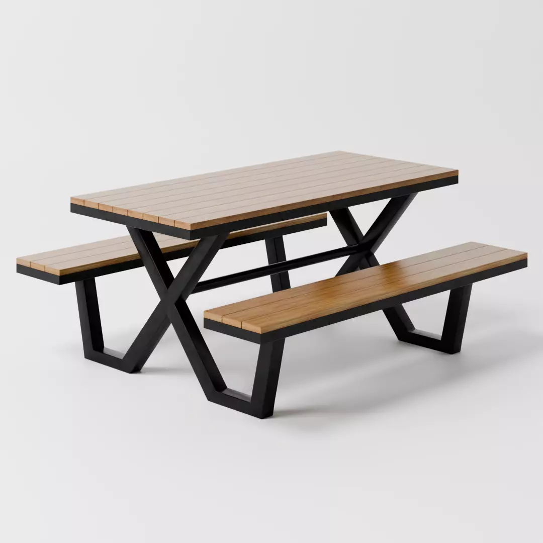 Modern Picnic Table High Quality 3d Model 3D model_0