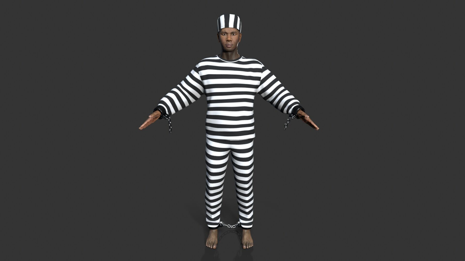 prisoner character Low-poly 3D model_5