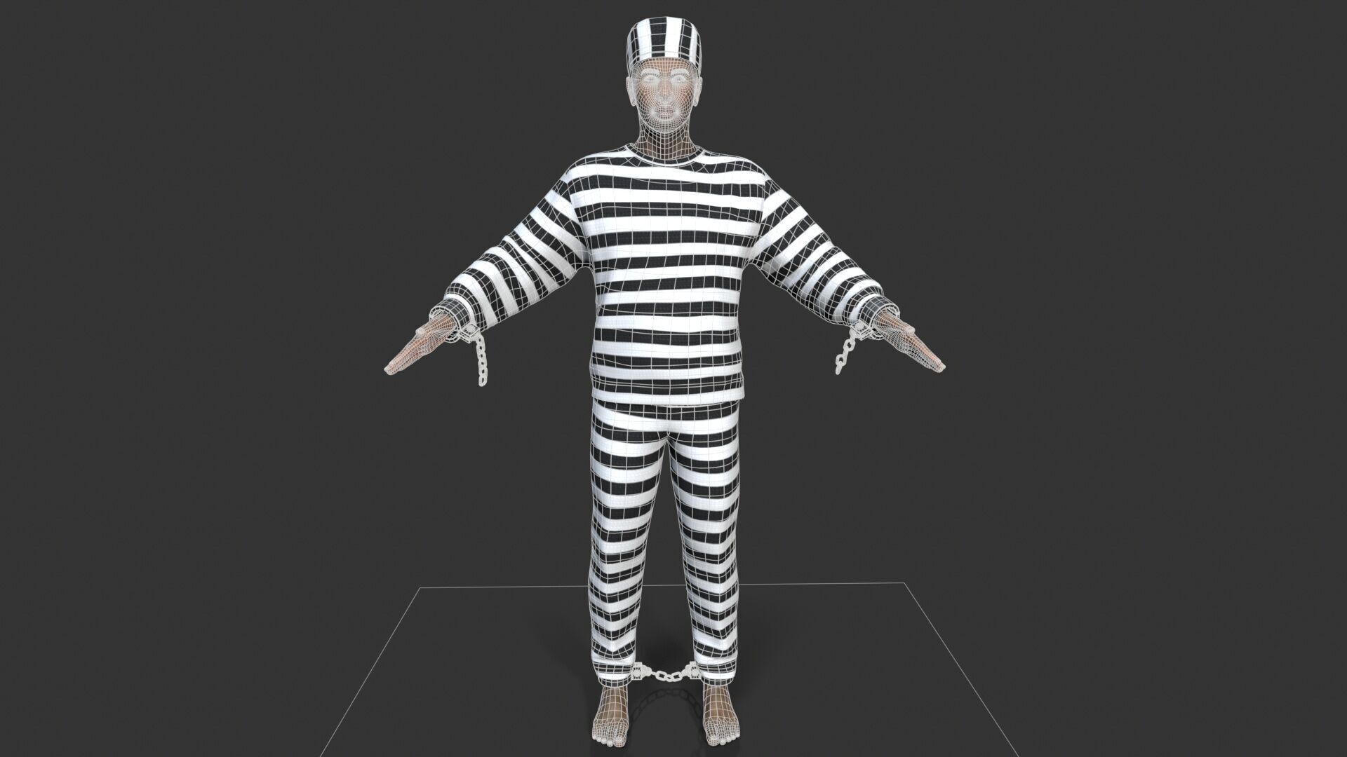 prisoner character Low-poly 3D model_9