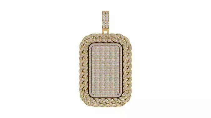 Luxury Iced-Out Cuban Border Dog Tag Pendant