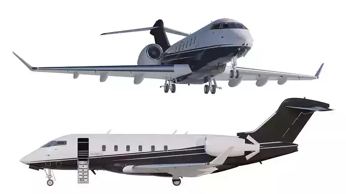 Airplane Bombardier Challenger 350 with interior 3D model
