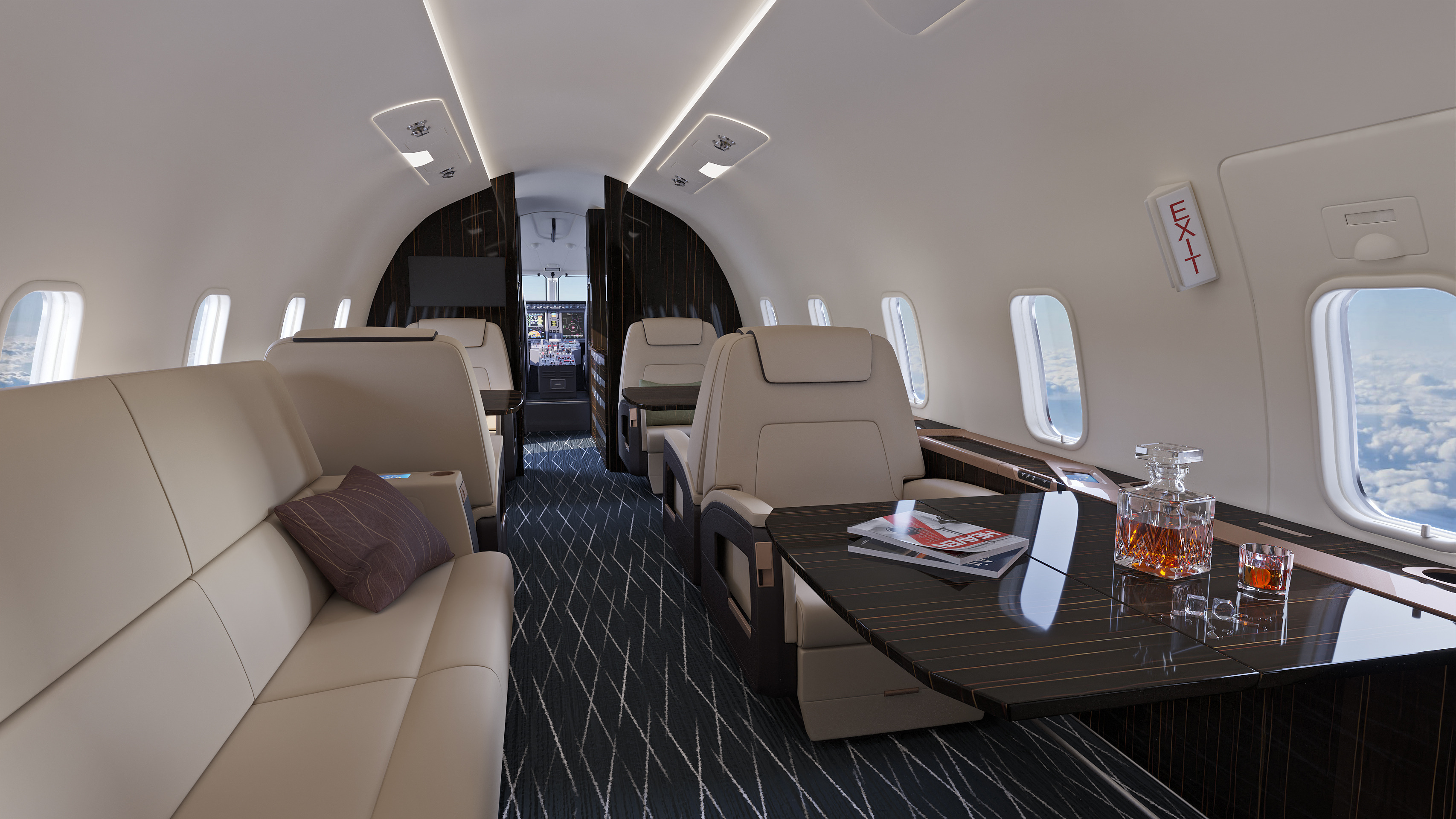 Airplane Bombardier Challenger 350 with interior 3D model_5
