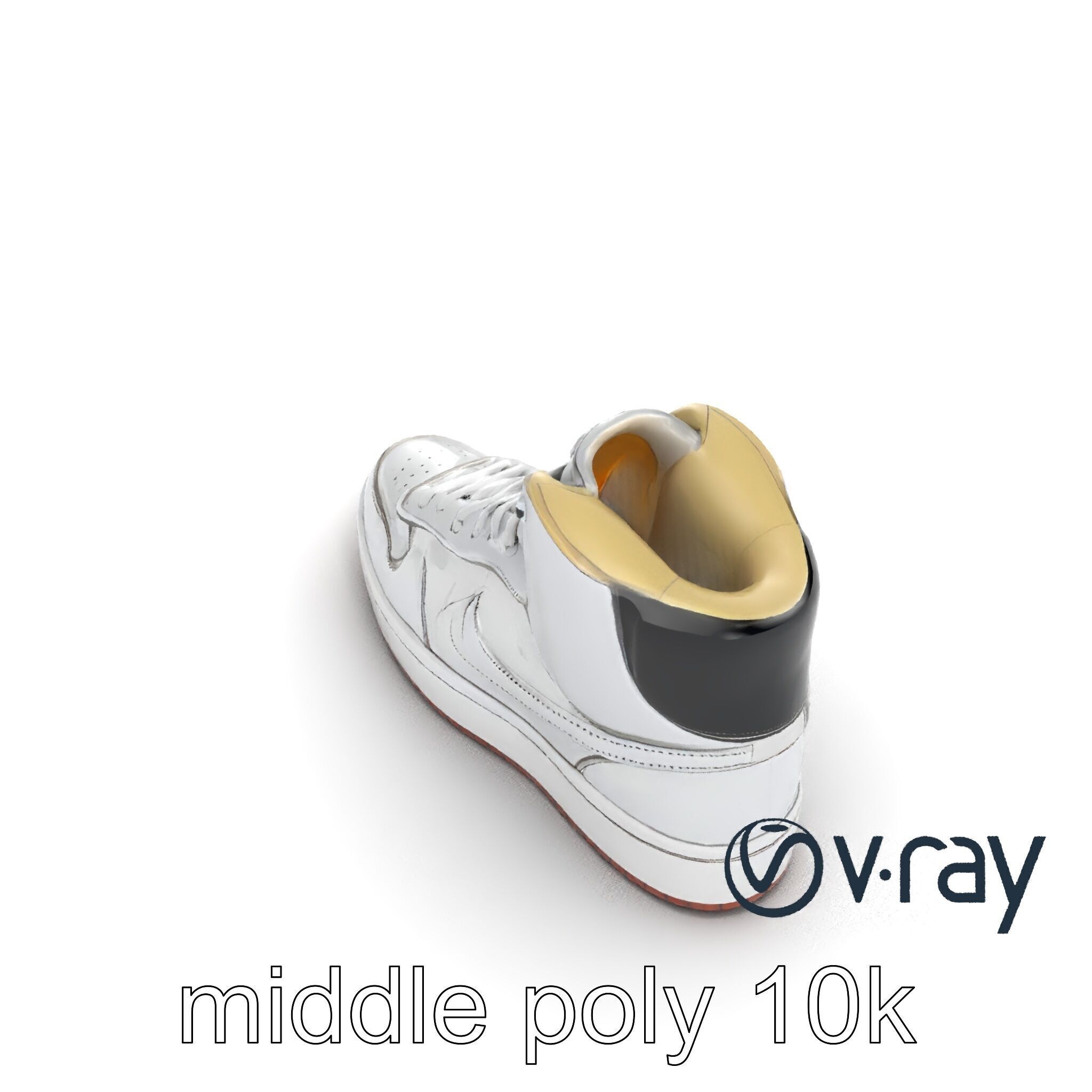 Classic Basketball Sneaker High-Top Leather model pack Low-poly 3D model_9