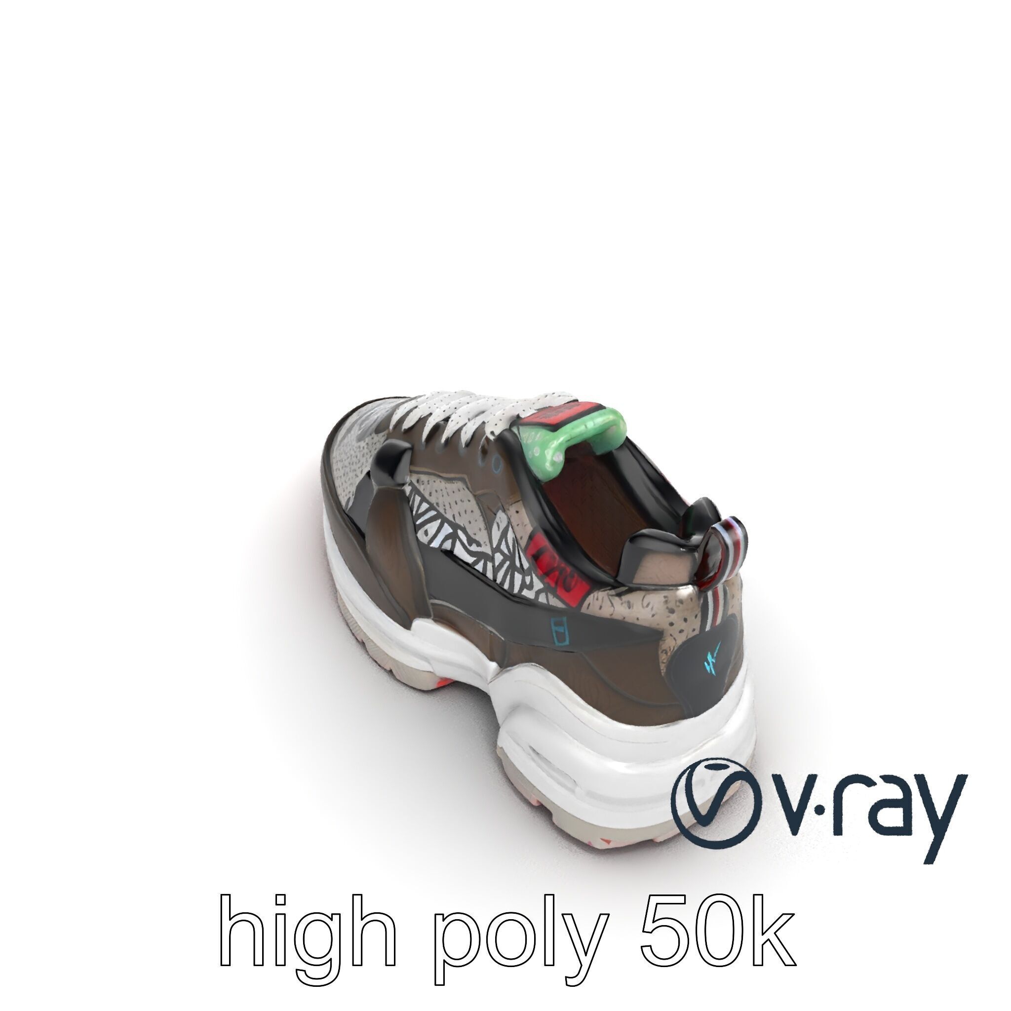 Urban Streetwear Sneaker with Graffiti Prints model pack Low-poly 3D model_18