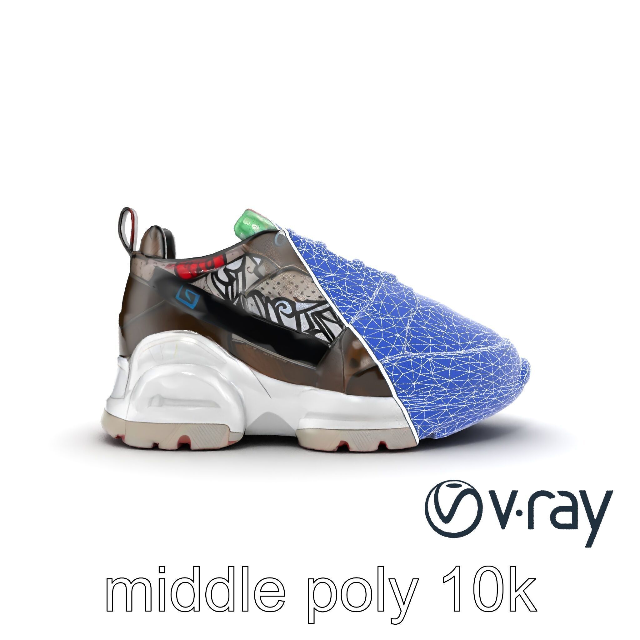 Urban Streetwear Sneaker with Graffiti Prints model pack Low-poly 3D model_32