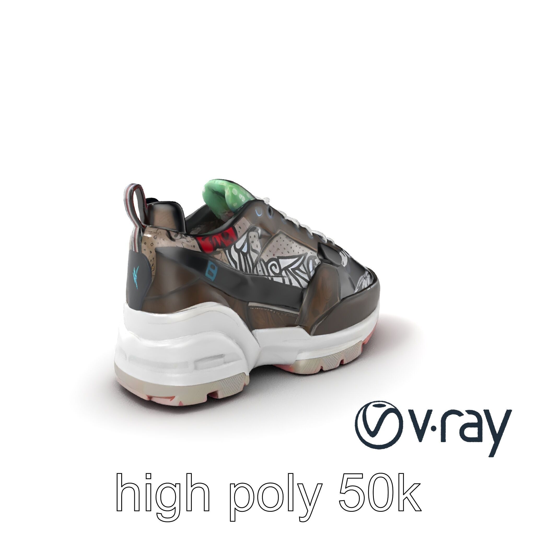 Urban Streetwear Sneaker with Graffiti Prints model pack Low-poly 3D model_5