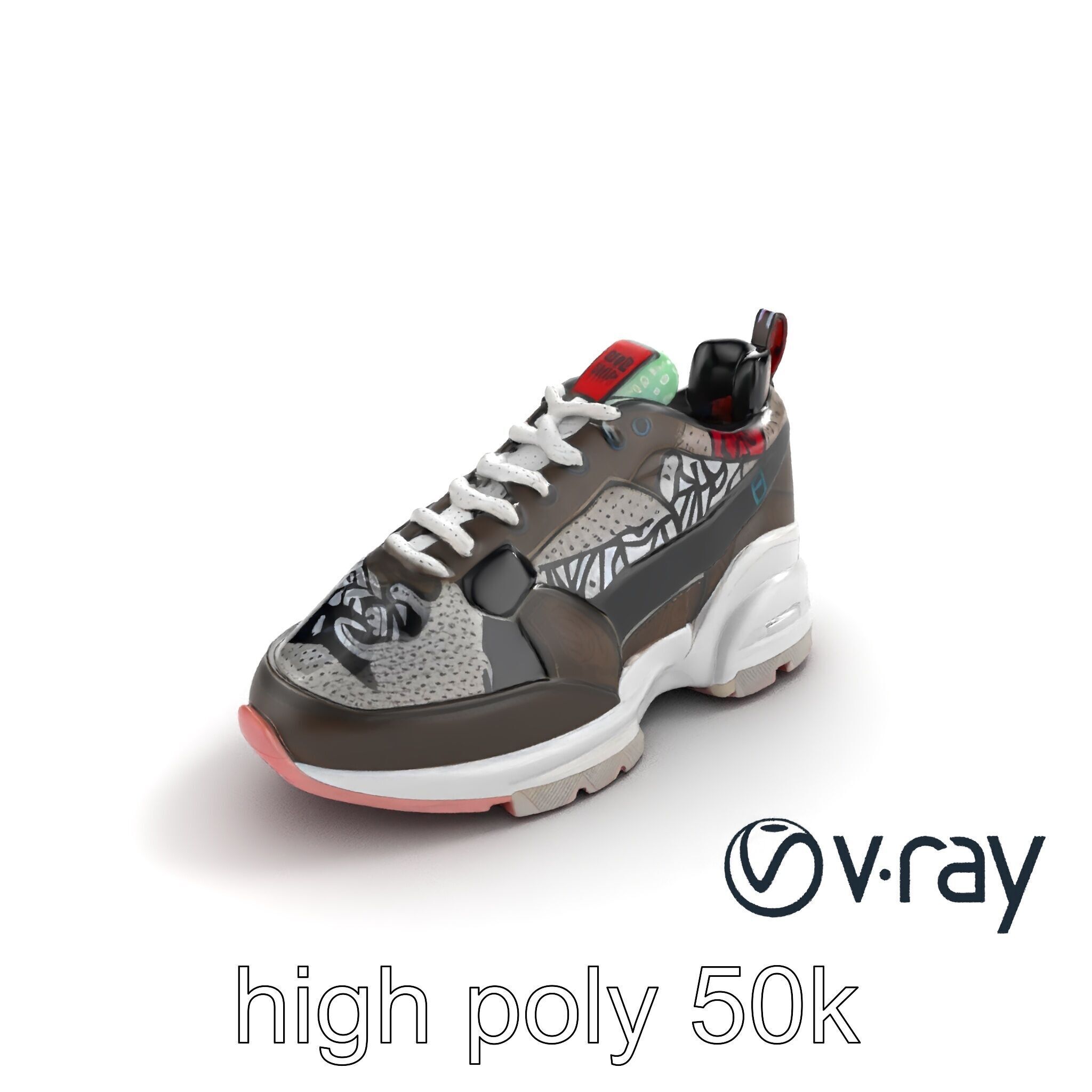 Urban Streetwear Sneaker with Graffiti Prints model pack Low-poly 3D model_26