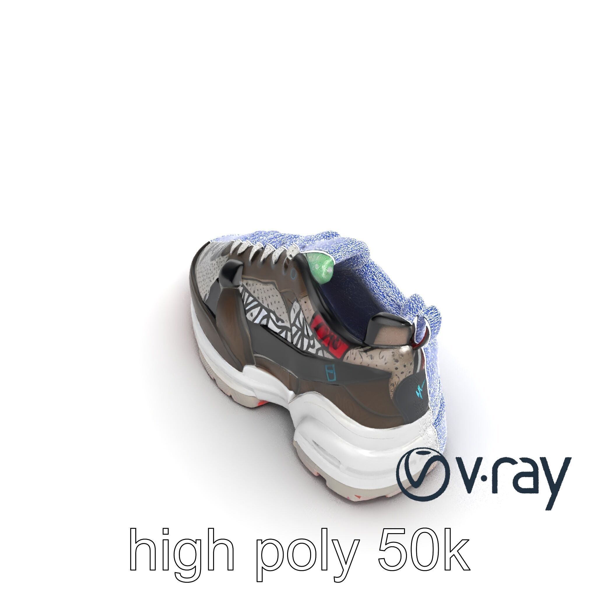 Urban Streetwear Sneaker with Graffiti Prints model pack Low-poly 3D model_21