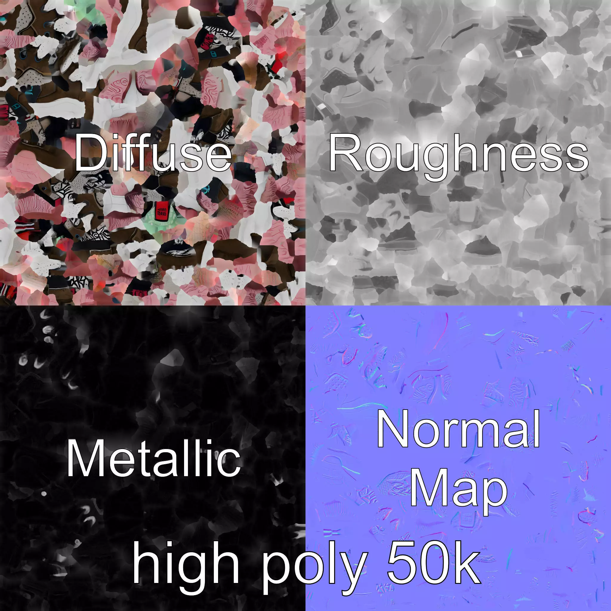 Urban Streetwear Sneaker with Graffiti Prints model pack Low-poly 3D model_0