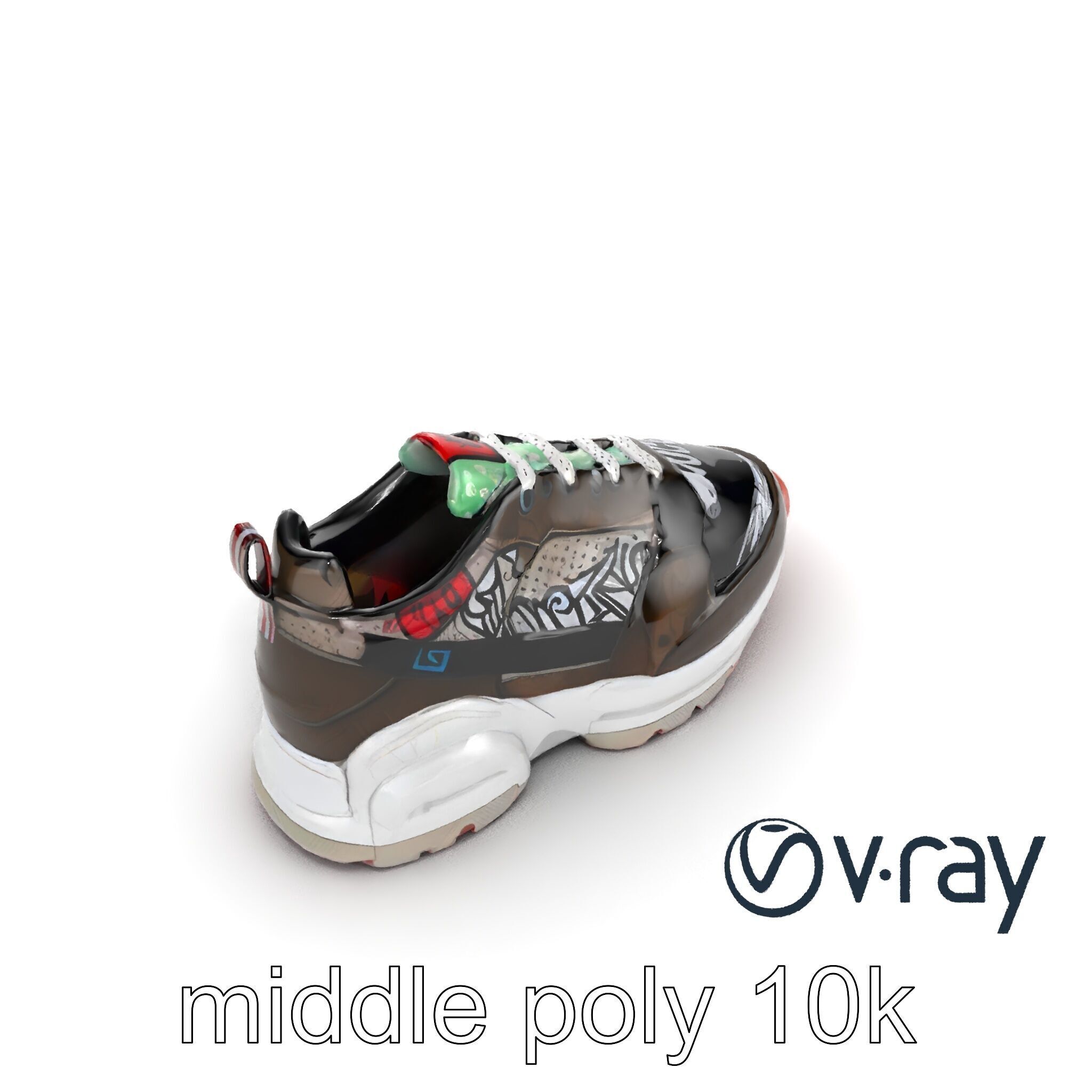 Urban Streetwear Sneaker with Graffiti Prints model pack Low-poly 3D model_20