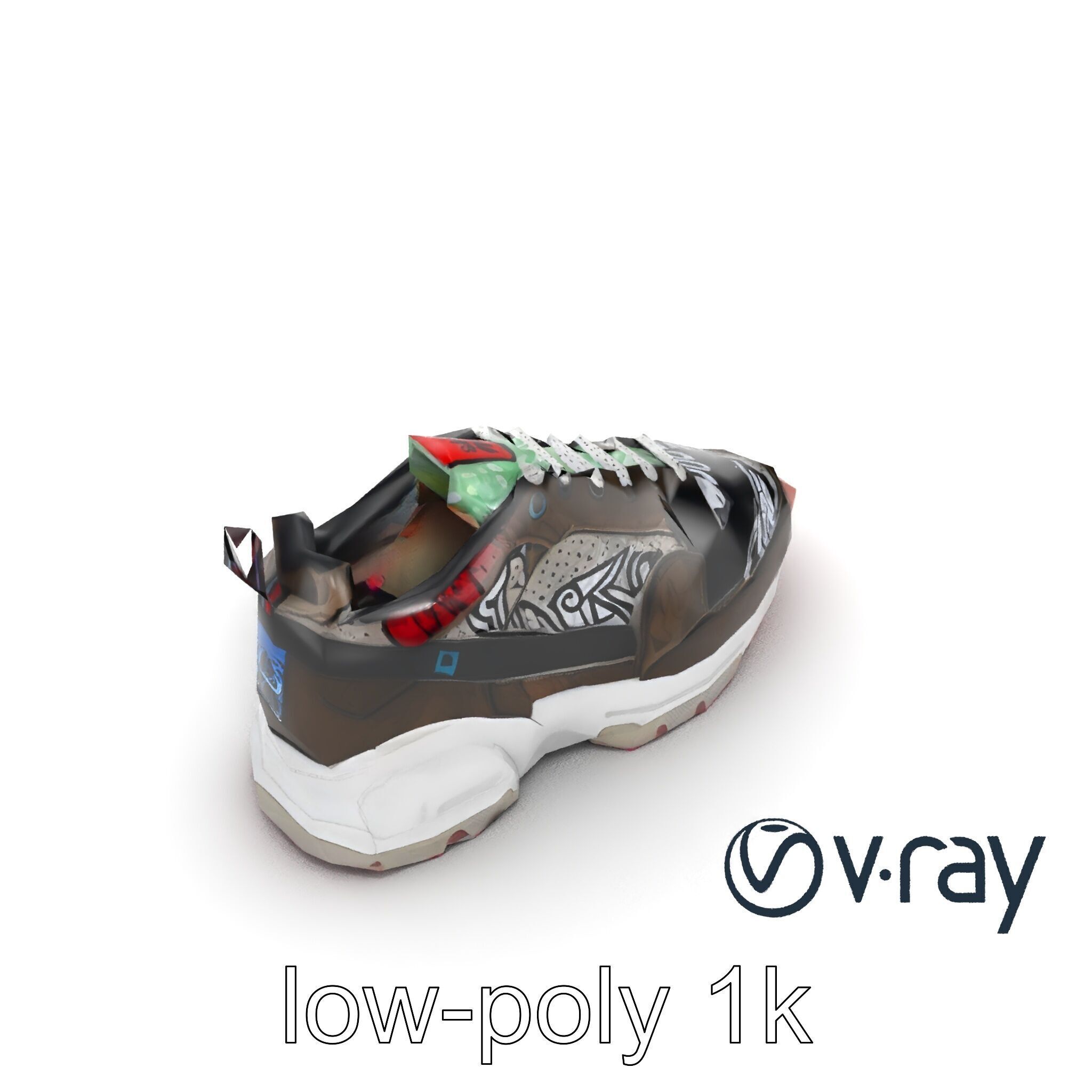 Urban Streetwear Sneaker with Graffiti Prints model pack Low-poly 3D model_10
