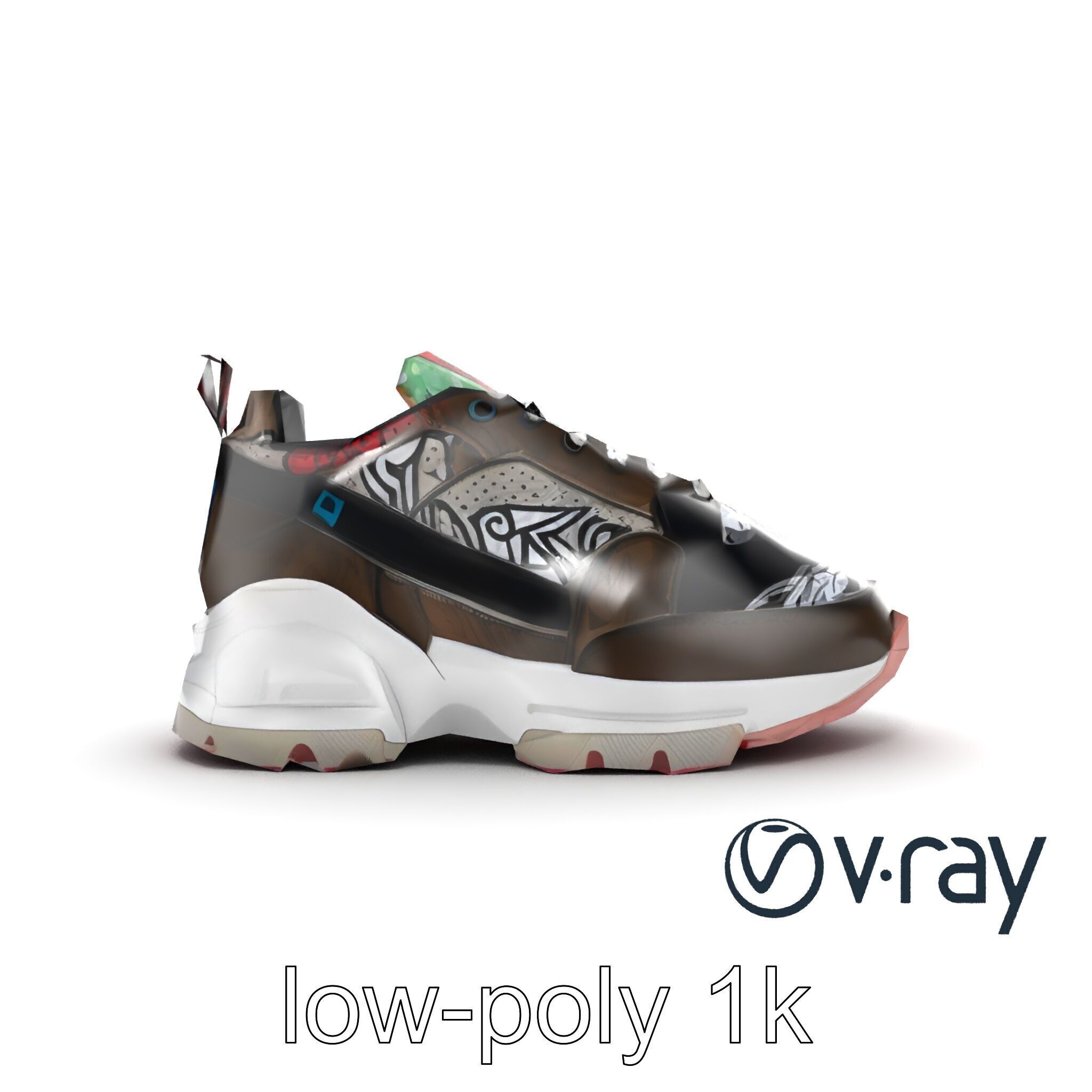 Urban Streetwear Sneaker with Graffiti Prints model pack Low-poly 3D model_17
