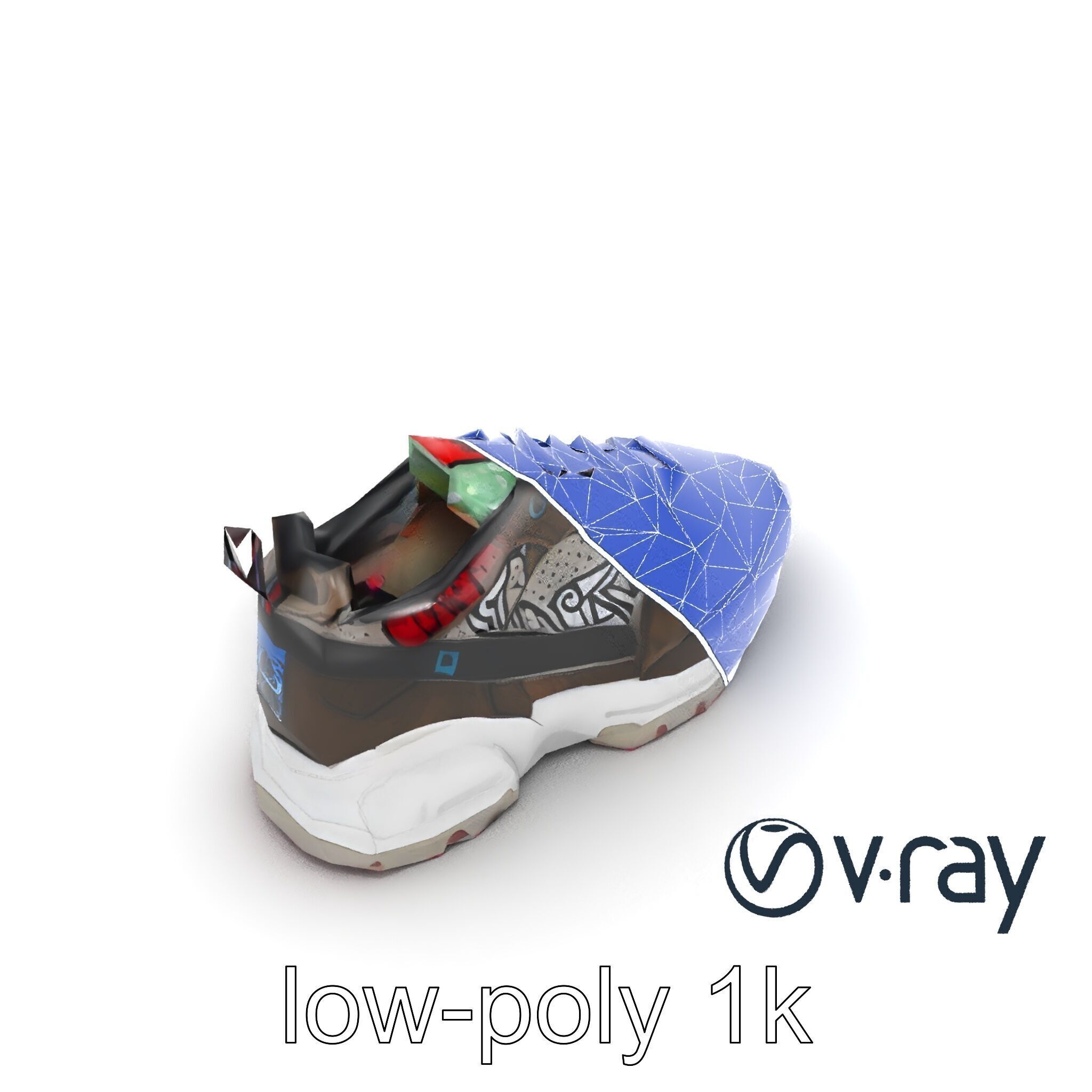 Urban Streetwear Sneaker with Graffiti Prints model pack Low-poly 3D model_23