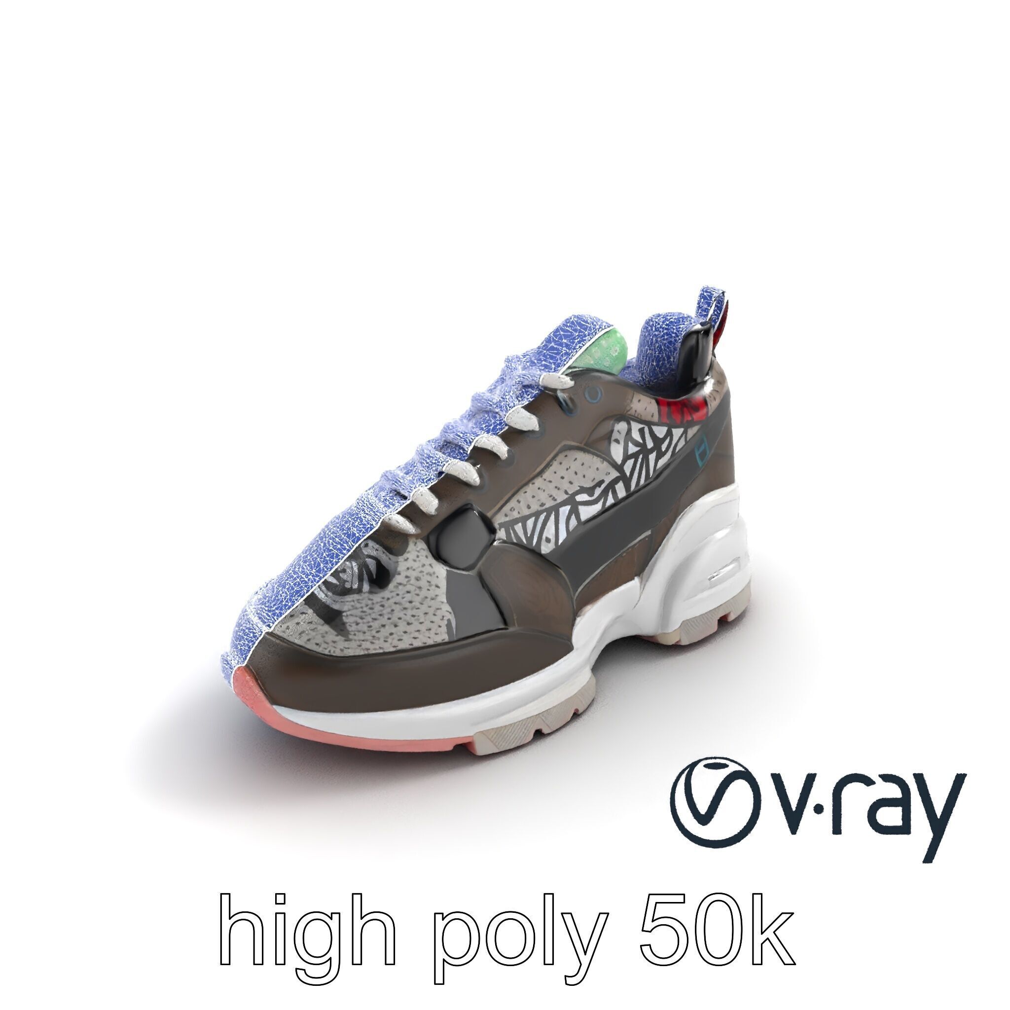 Urban Streetwear Sneaker with Graffiti Prints model pack Low-poly 3D model_30