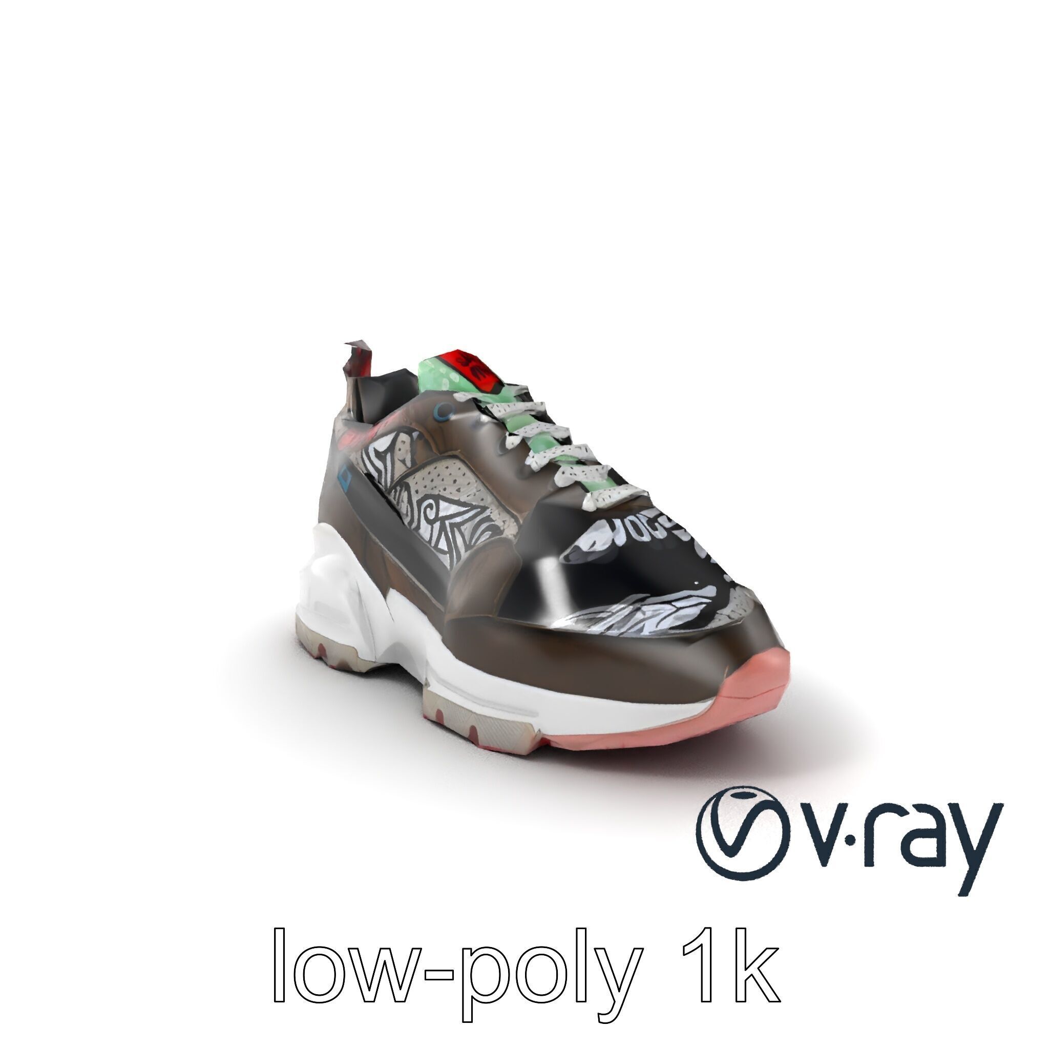 Urban Streetwear Sneaker with Graffiti Prints model pack Low-poly 3D model_2