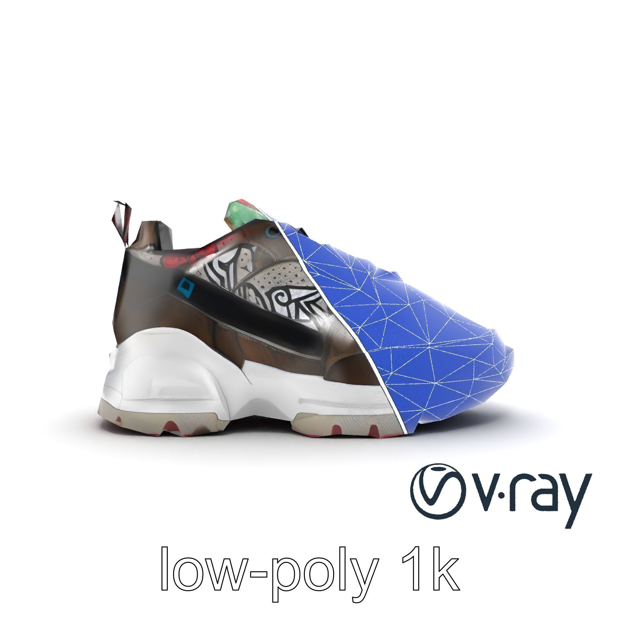 Urban Streetwear Sneaker with Graffiti Prints model pack Low-poly 3D model_29