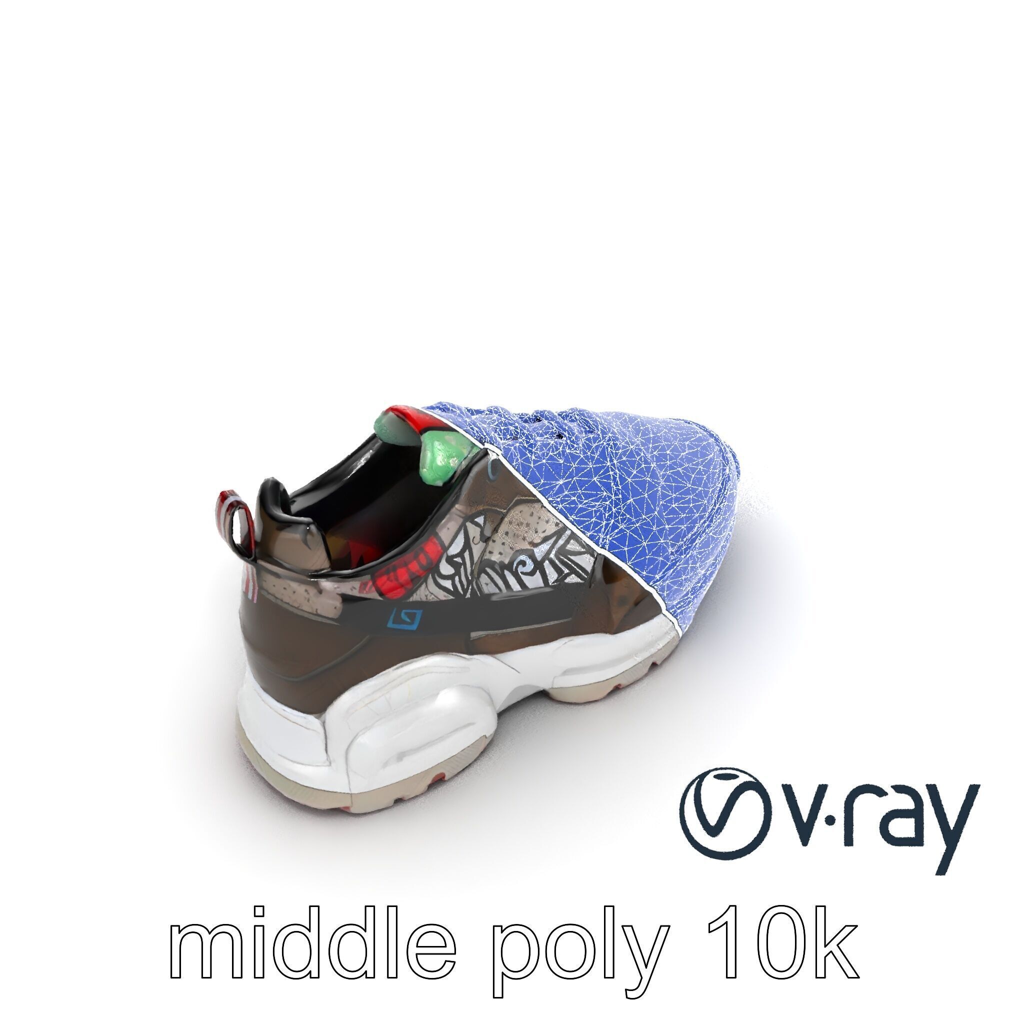 Urban Streetwear Sneaker with Graffiti Prints model pack Low-poly 3D model_15